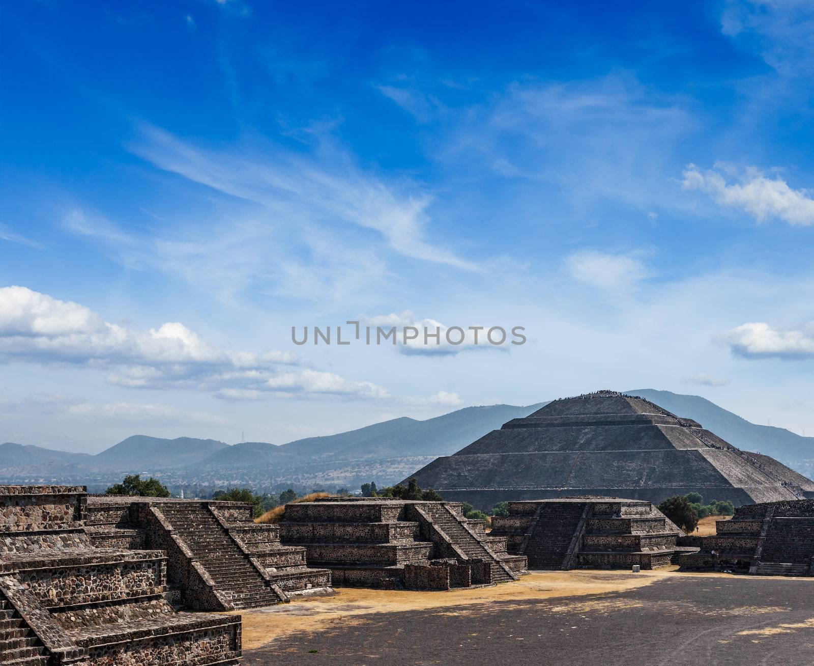 Travel Mexico background - Ancient Pyramid of the Sun. Teotihuacan. Mexico