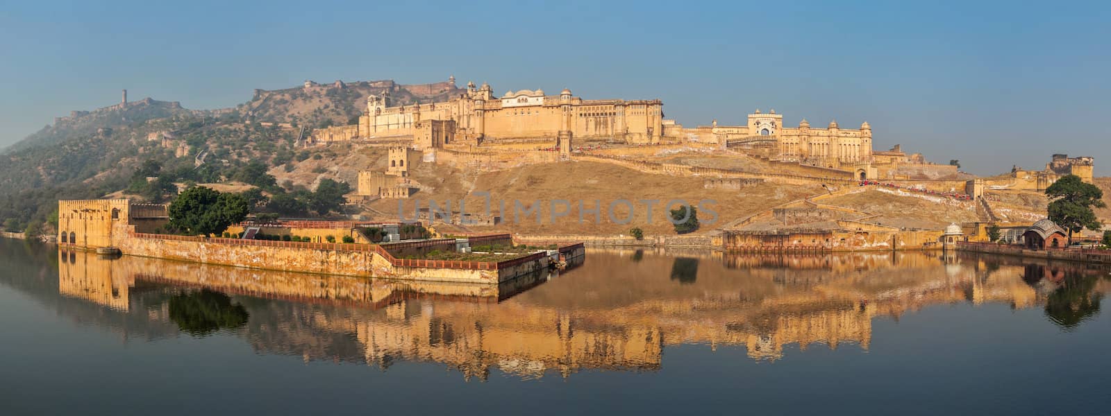 Famous Rajasthan landmark - Panorama of Amer (Amber) fort, Rajasthan, India