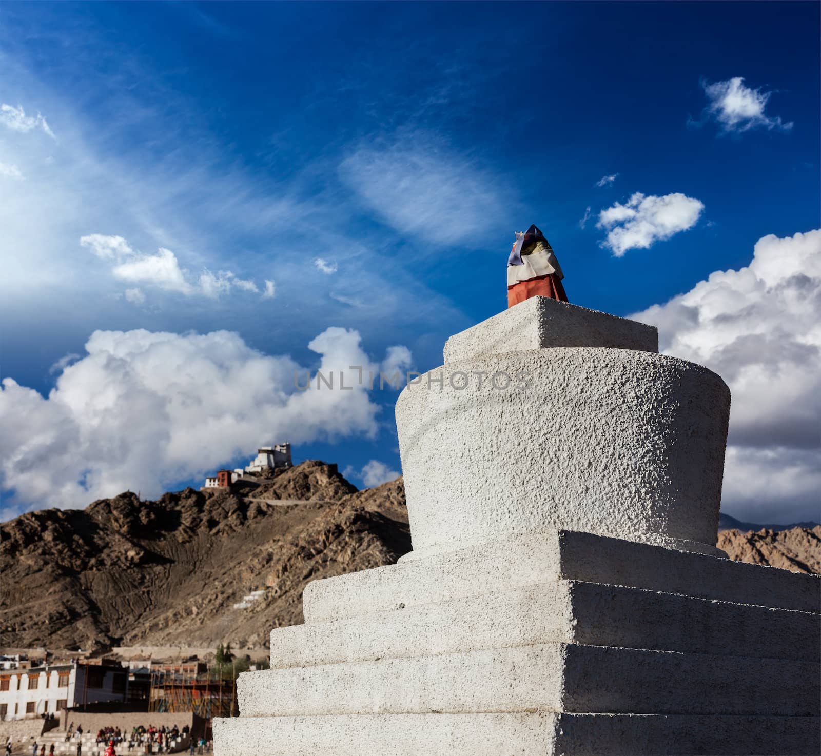 Whitewashed chorten in Leh, Ladakh, India by dimol