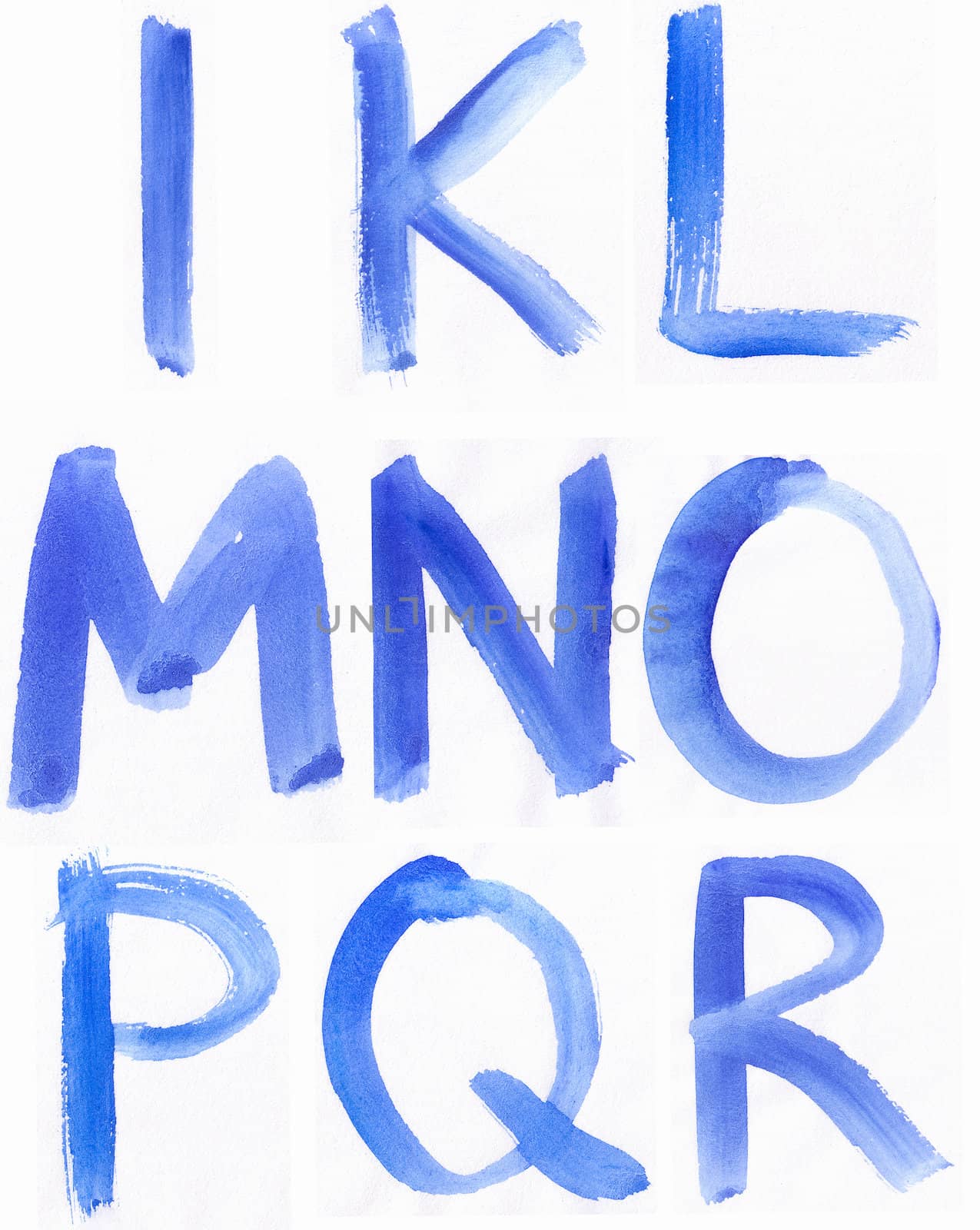 Handwritten Blue Watercolor ABC Alphabet by ryhor