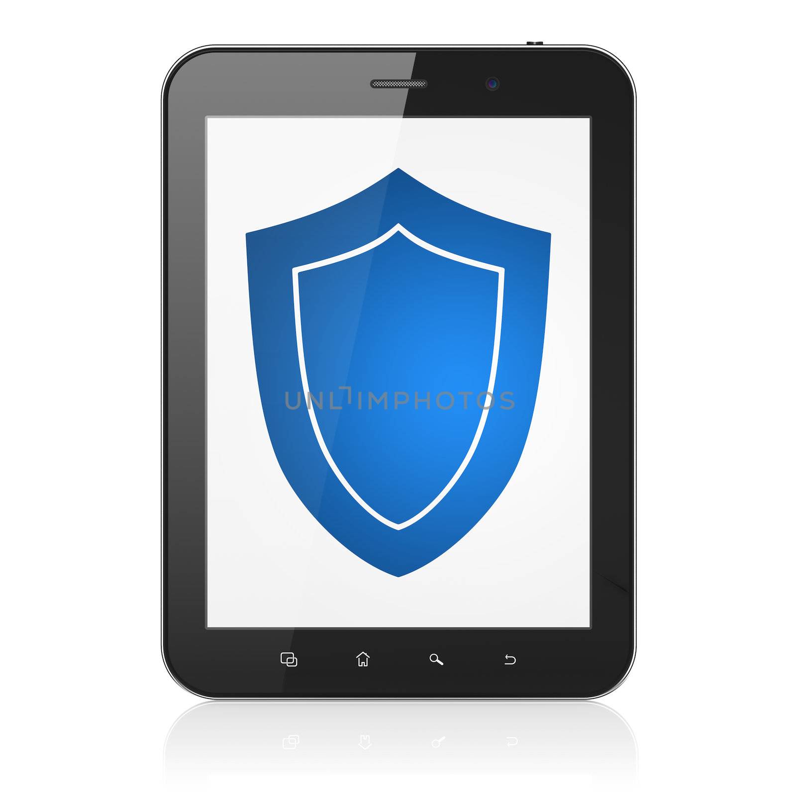 Privacy concept: Shield on tablet pc computer by maxkabakov