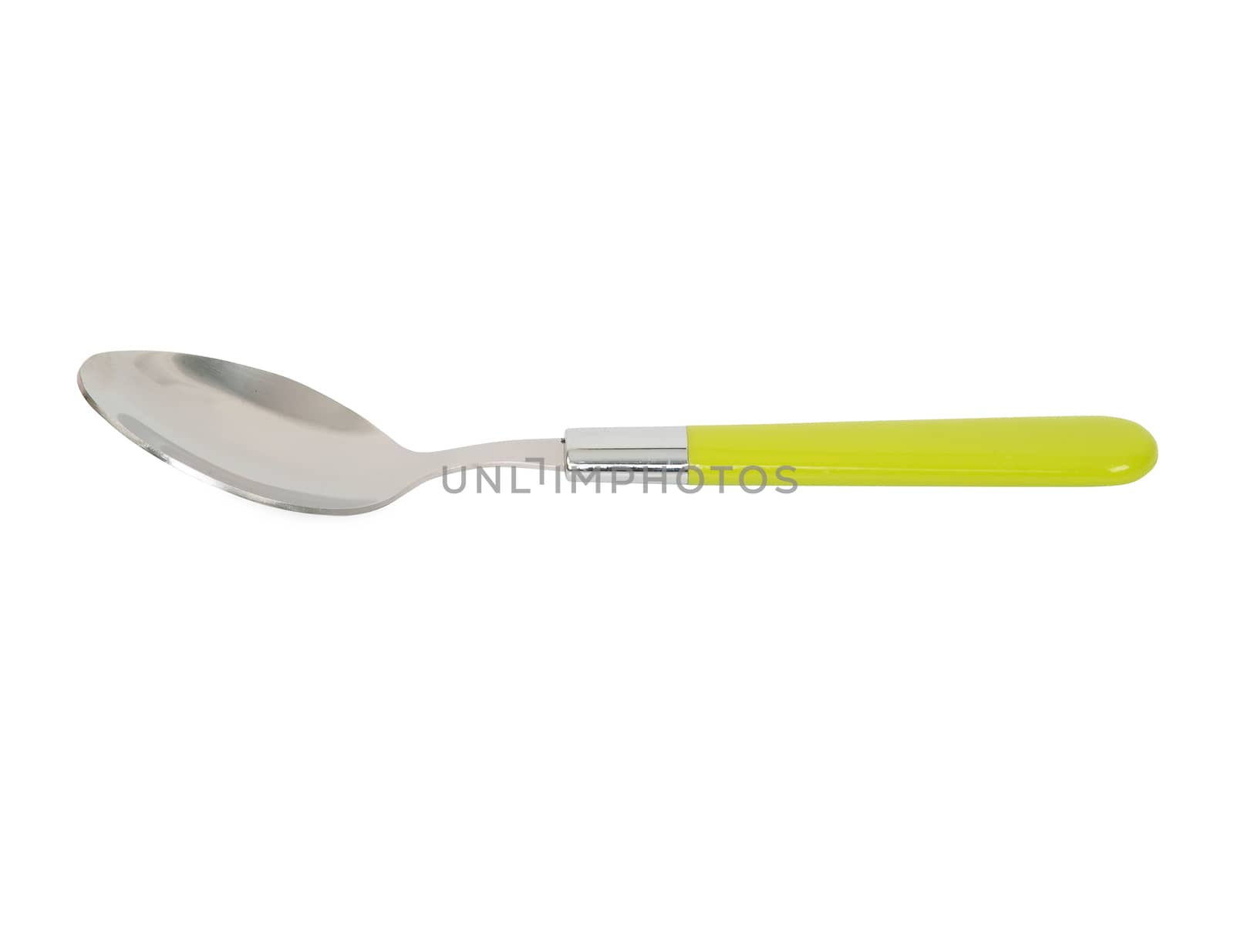 teaspoon with colored handle isolated on white background