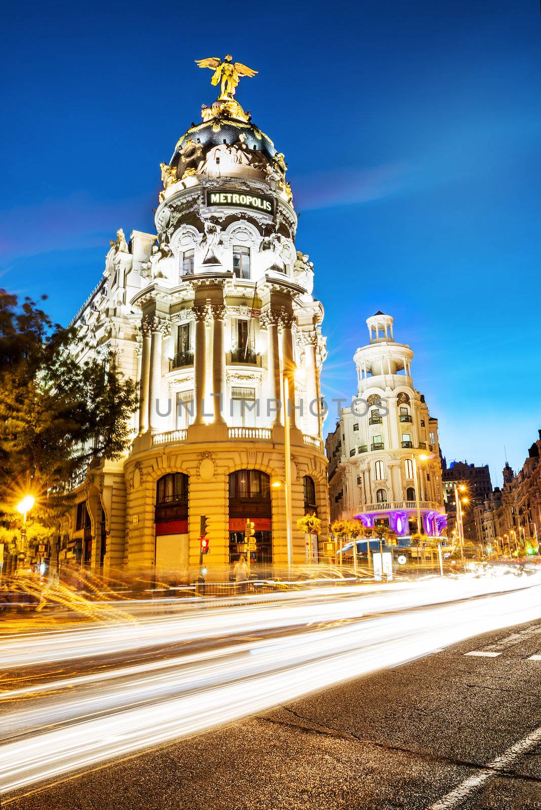 central position by night in madrid city, Spain
