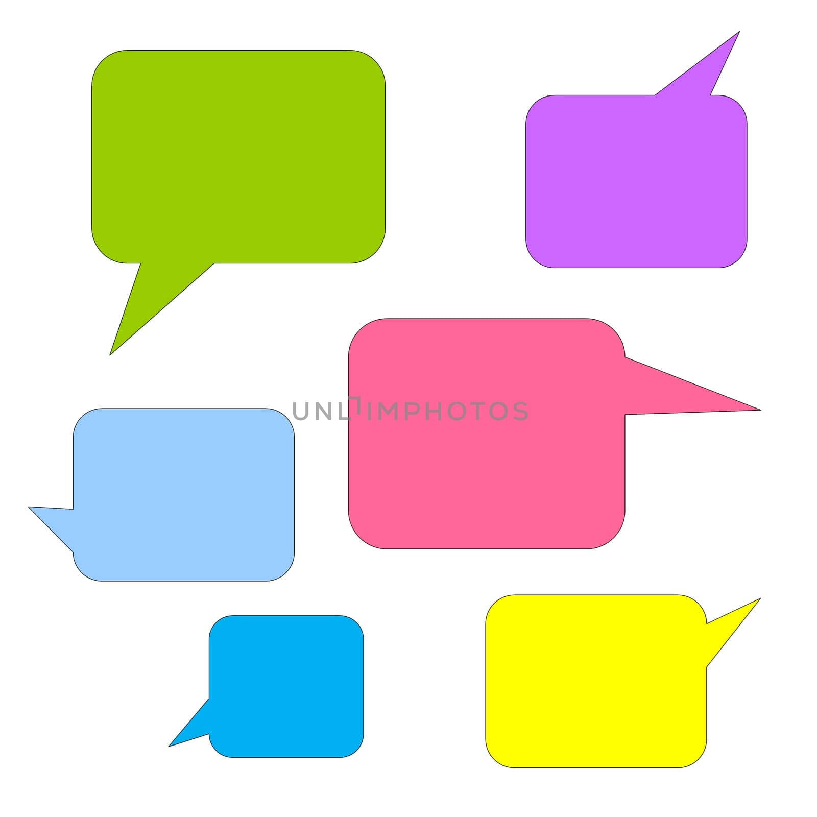 Many colorful chat bubbles for a conversation