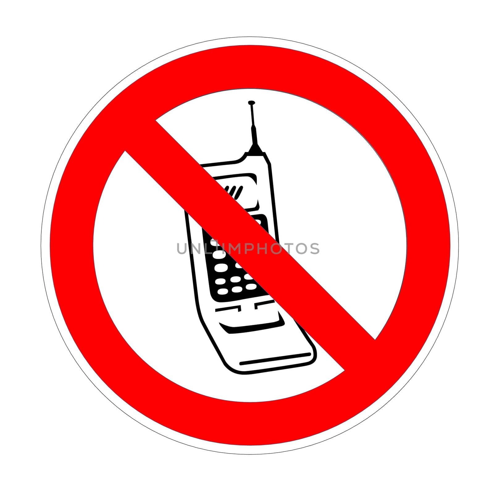 No phone allowed sign on white background