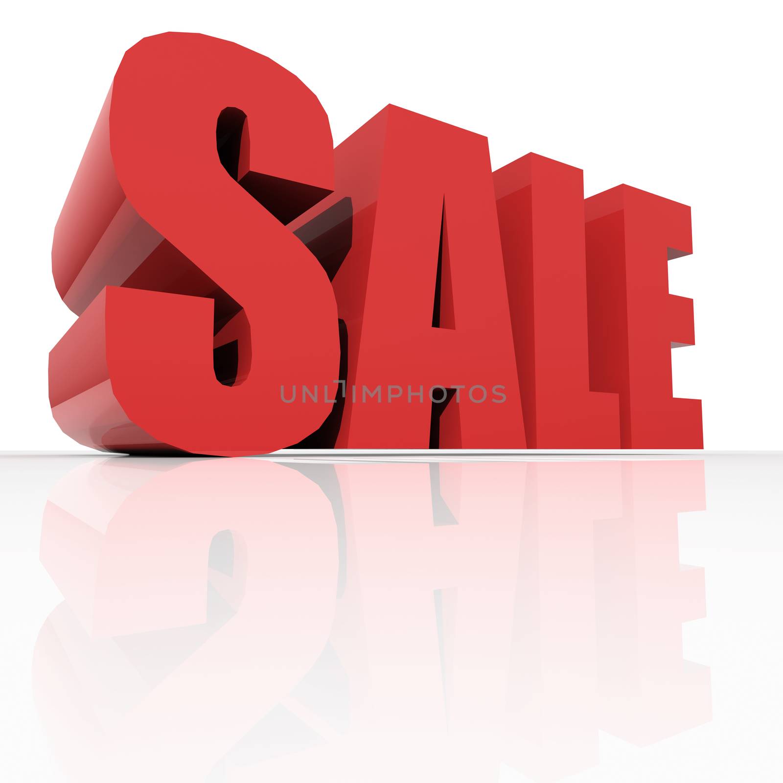 3d red text SALE over white background