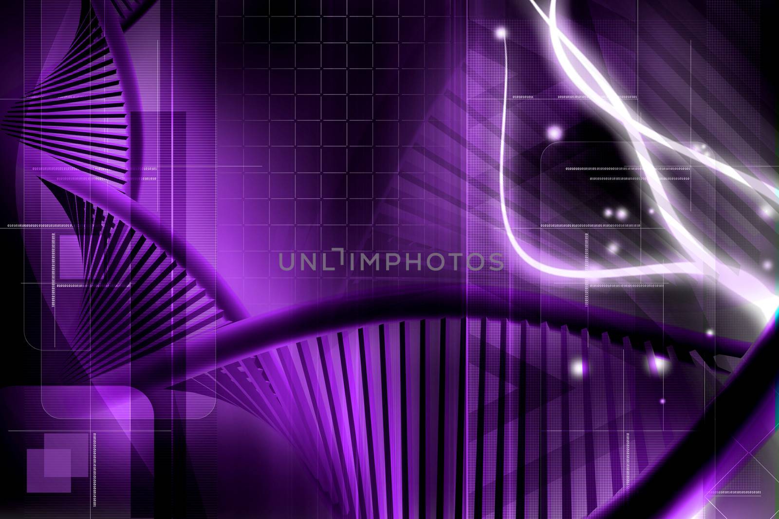 Digital illustration of a dna in white background