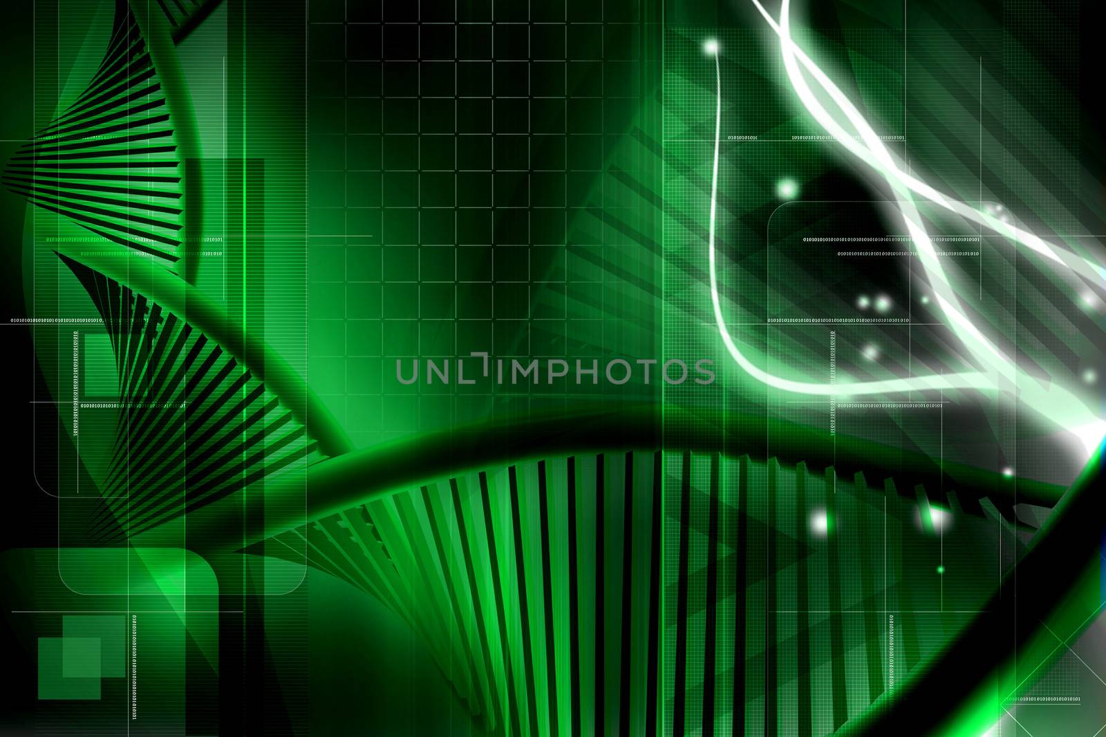 Digital illustration of a dna in white background