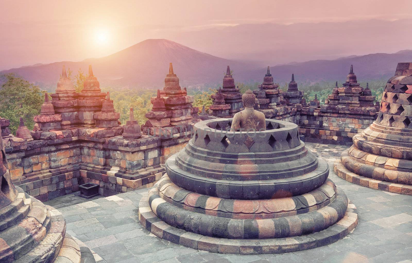 Borobudur Temple at sunrise.Java.Indonesia. 