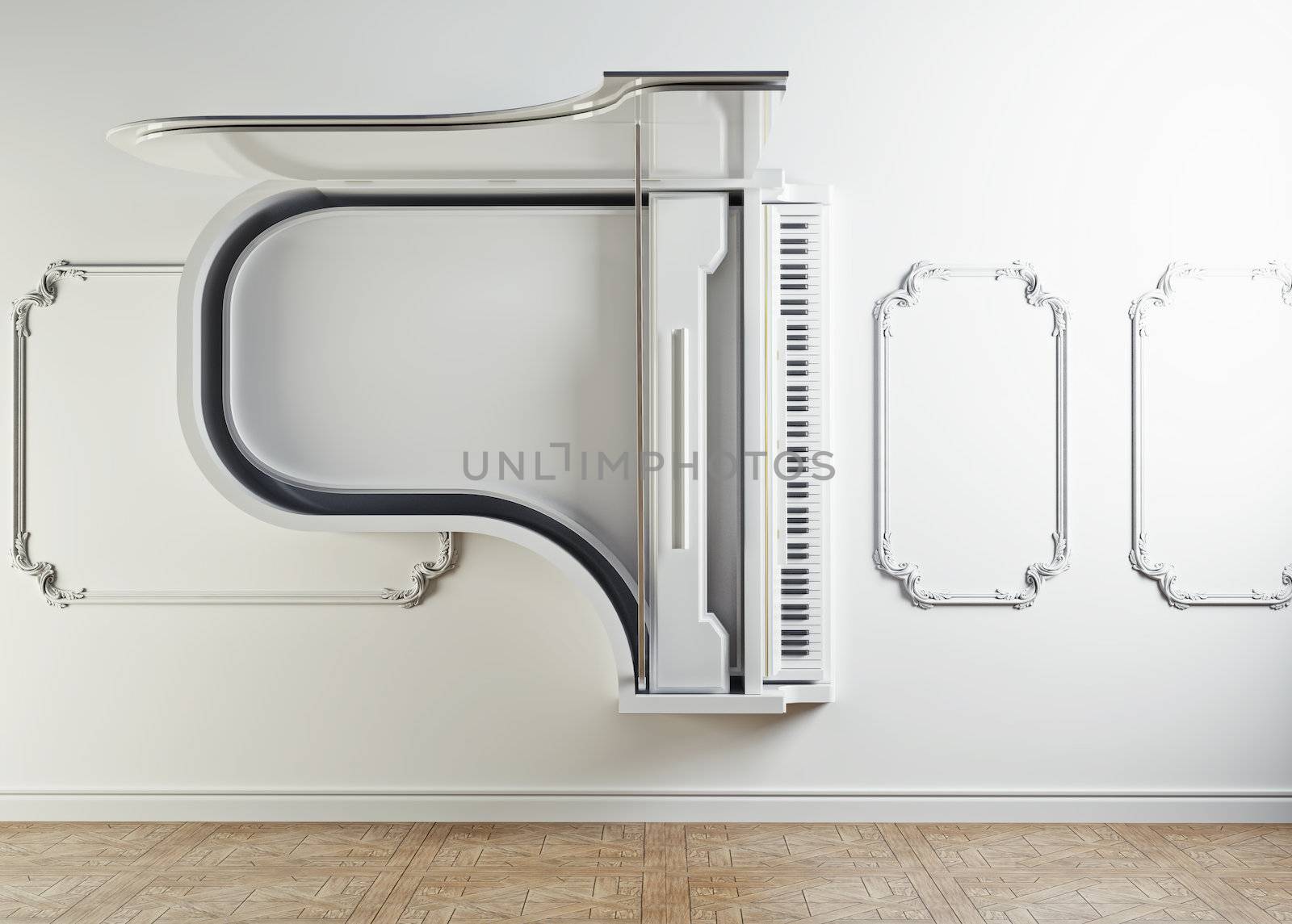grand piano in the wall. interior concept 