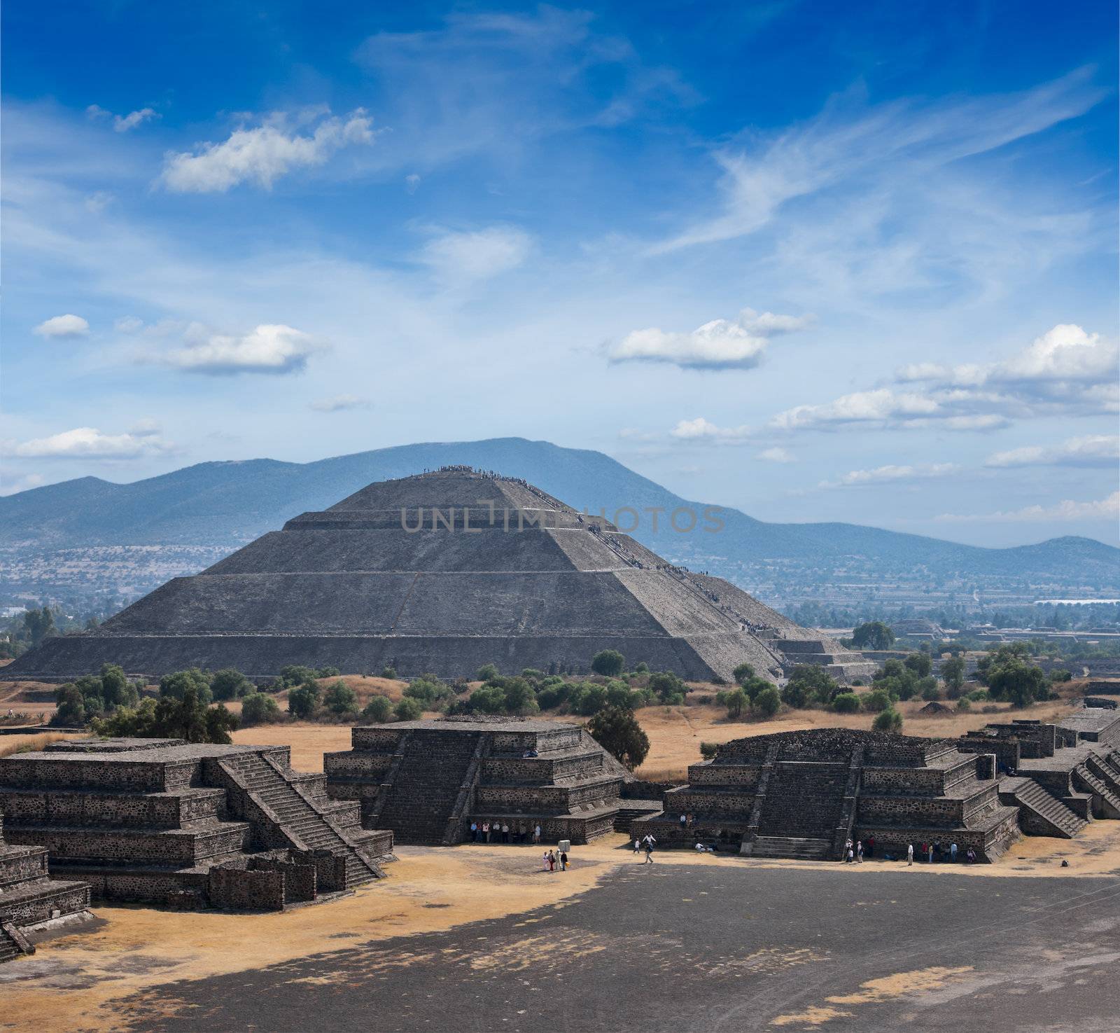 Travel Mexico background - Ancient Pyramid of the Sun. Teotihuacan. Mexico