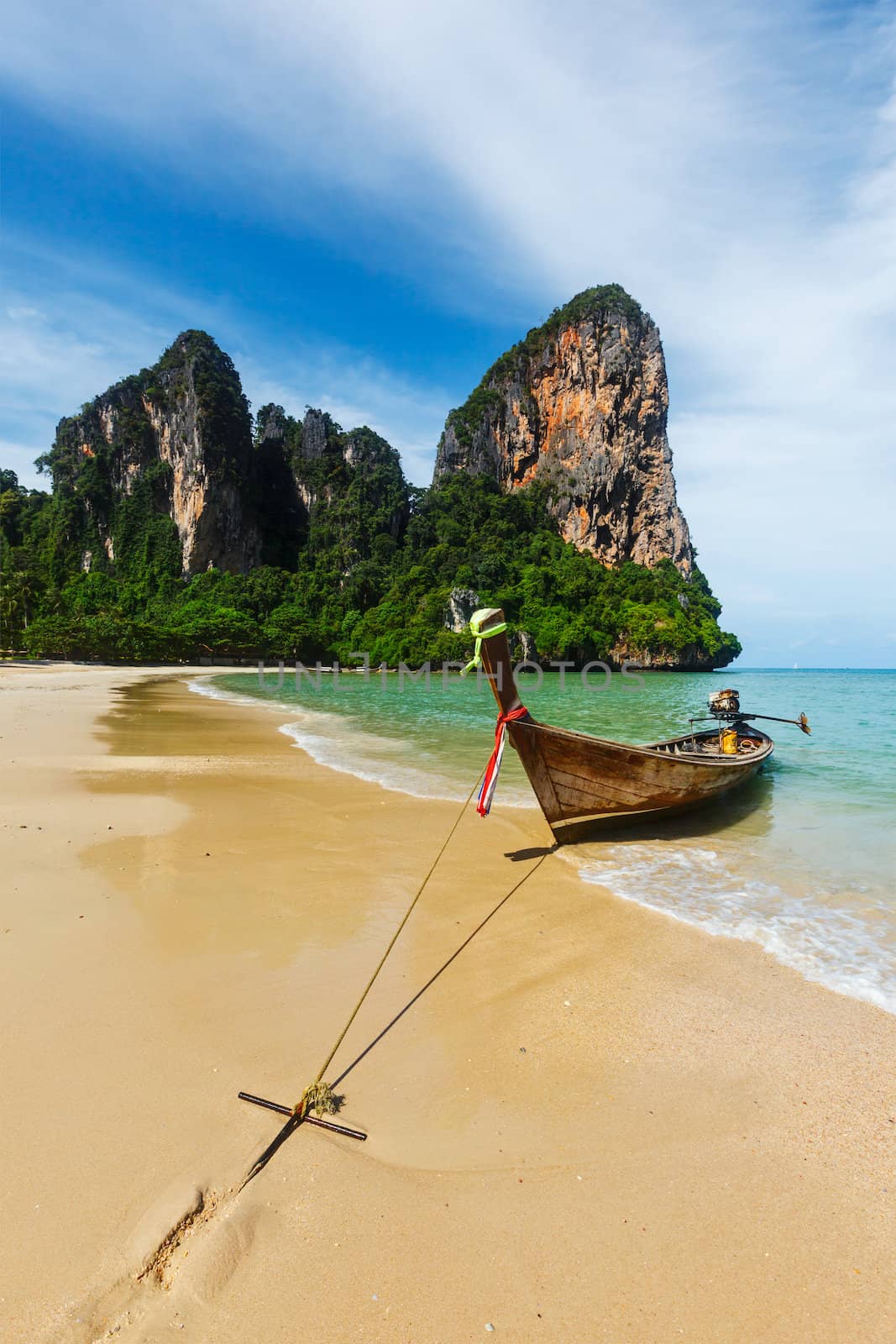 Long tail boat on beach, Thailand by dimol