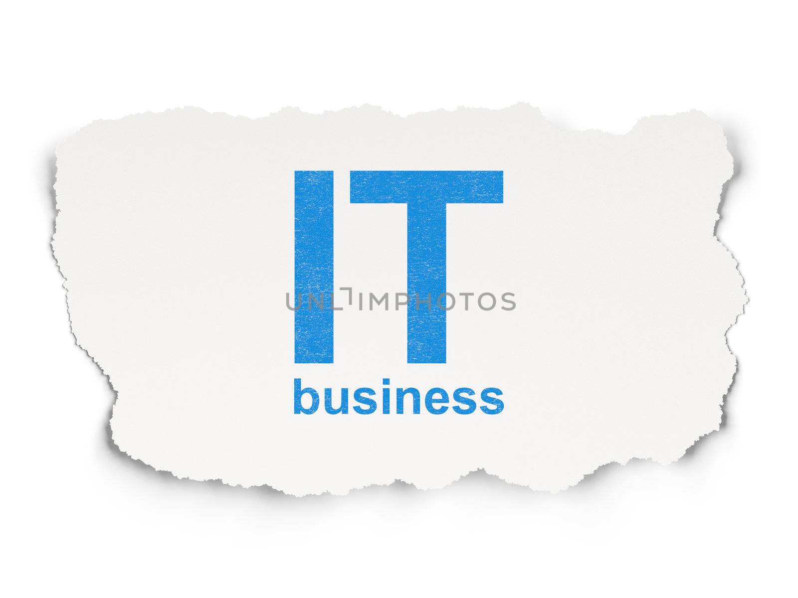 Business concept: torn paper with words IT Business on  background, 3d render