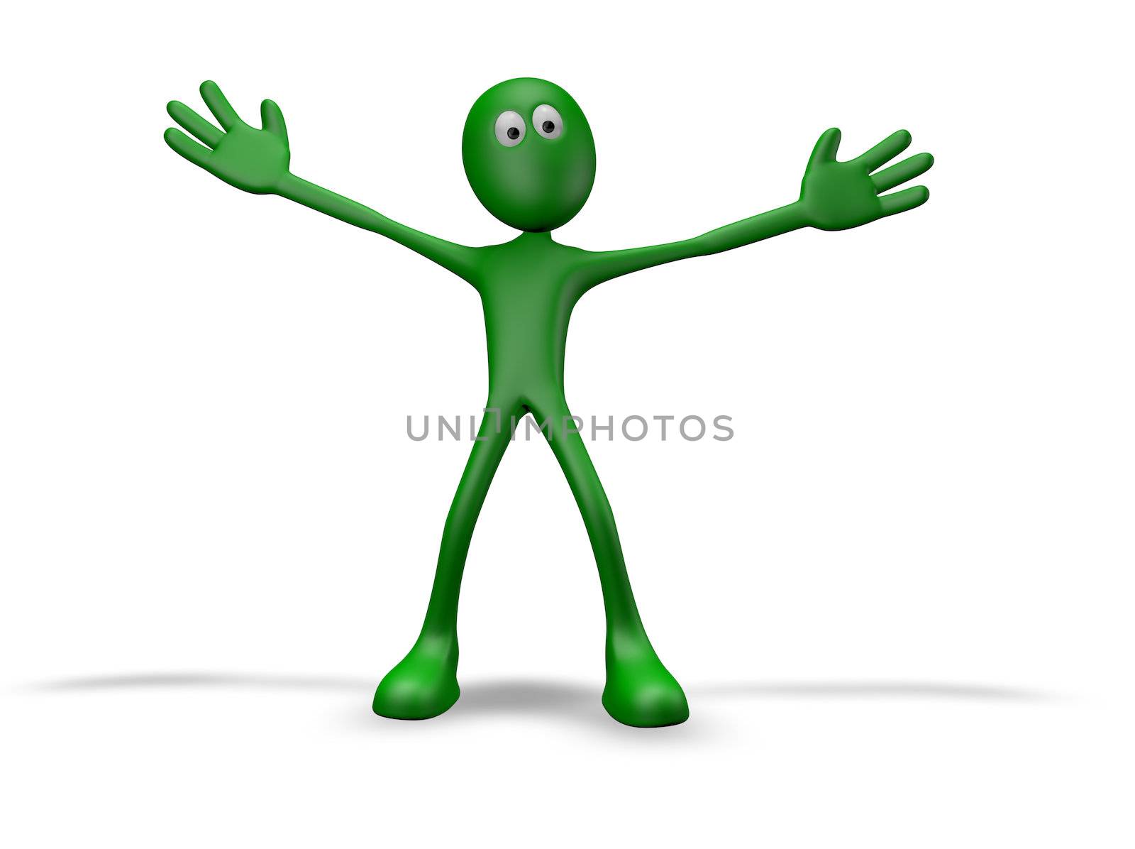 cartoon guy with wide open arms - 3d illustration