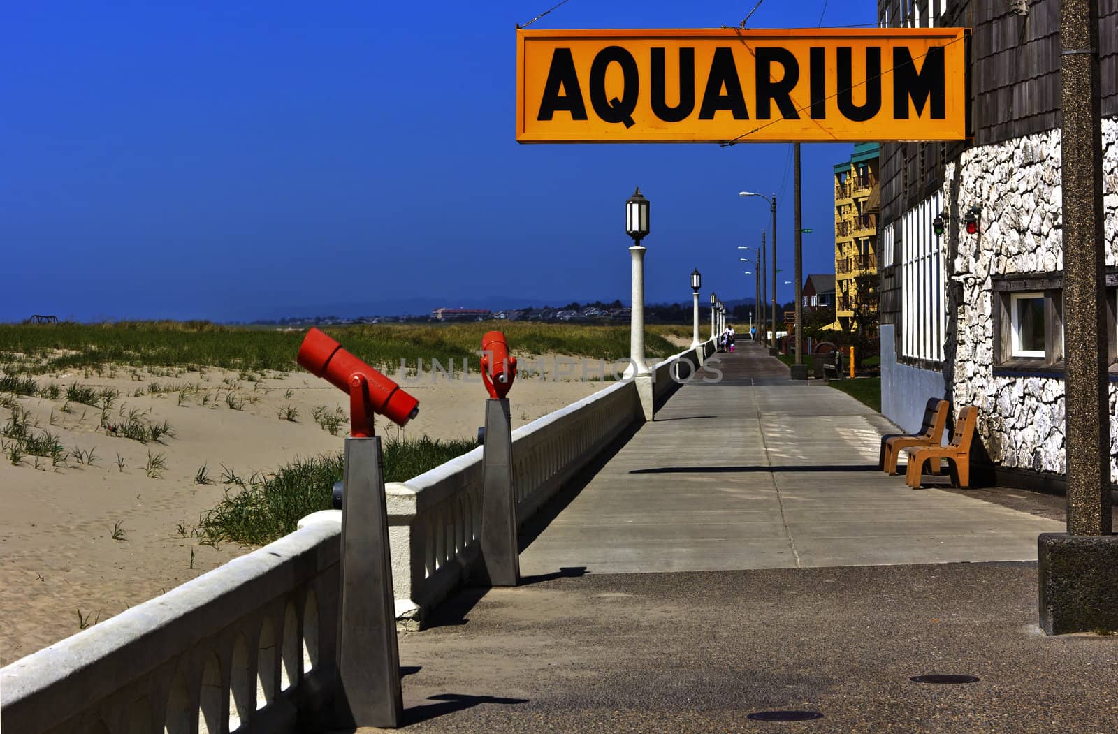 The boardwalk and the aquarium store Seaside OR. by Rigucci