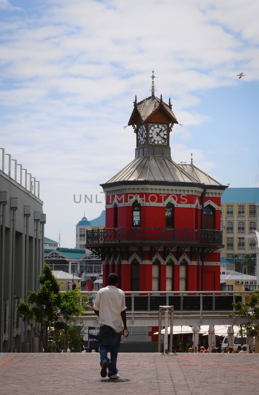 Red clock tower in Cape Town, South Africa by iryna_rasko