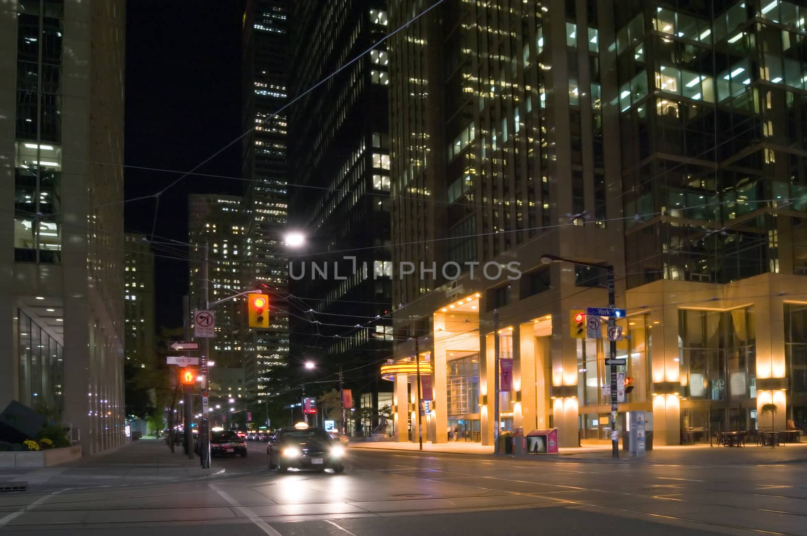 View of night streets of Toronto