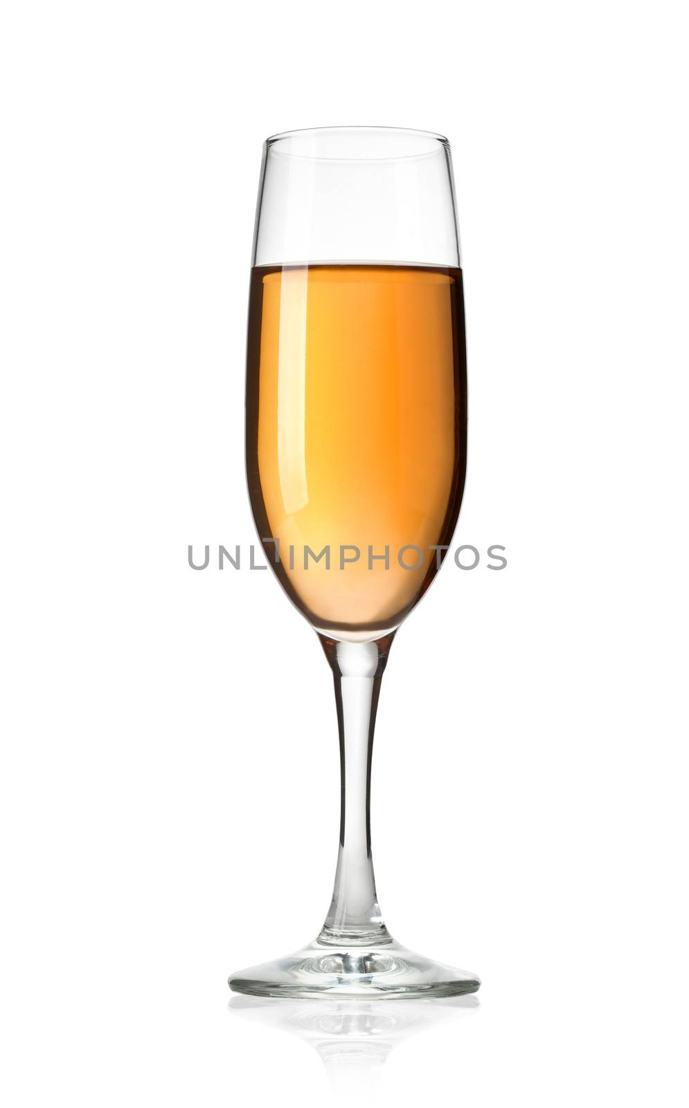 Glass of dessert wine on a white background and with soft shadow. The file includes a clipping path.