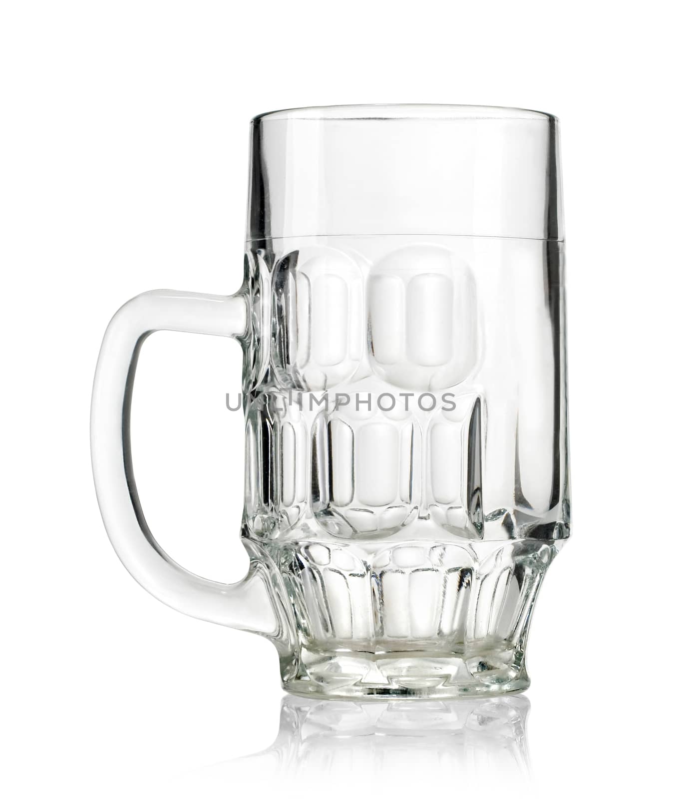  Empty beer mug isolated on white background