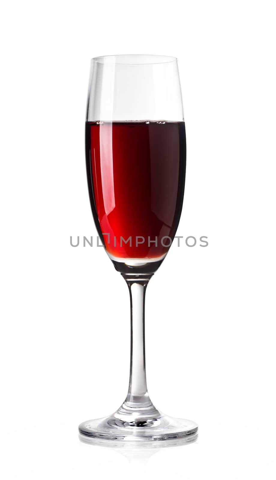 Red Wine in glass on white background. With clipping path