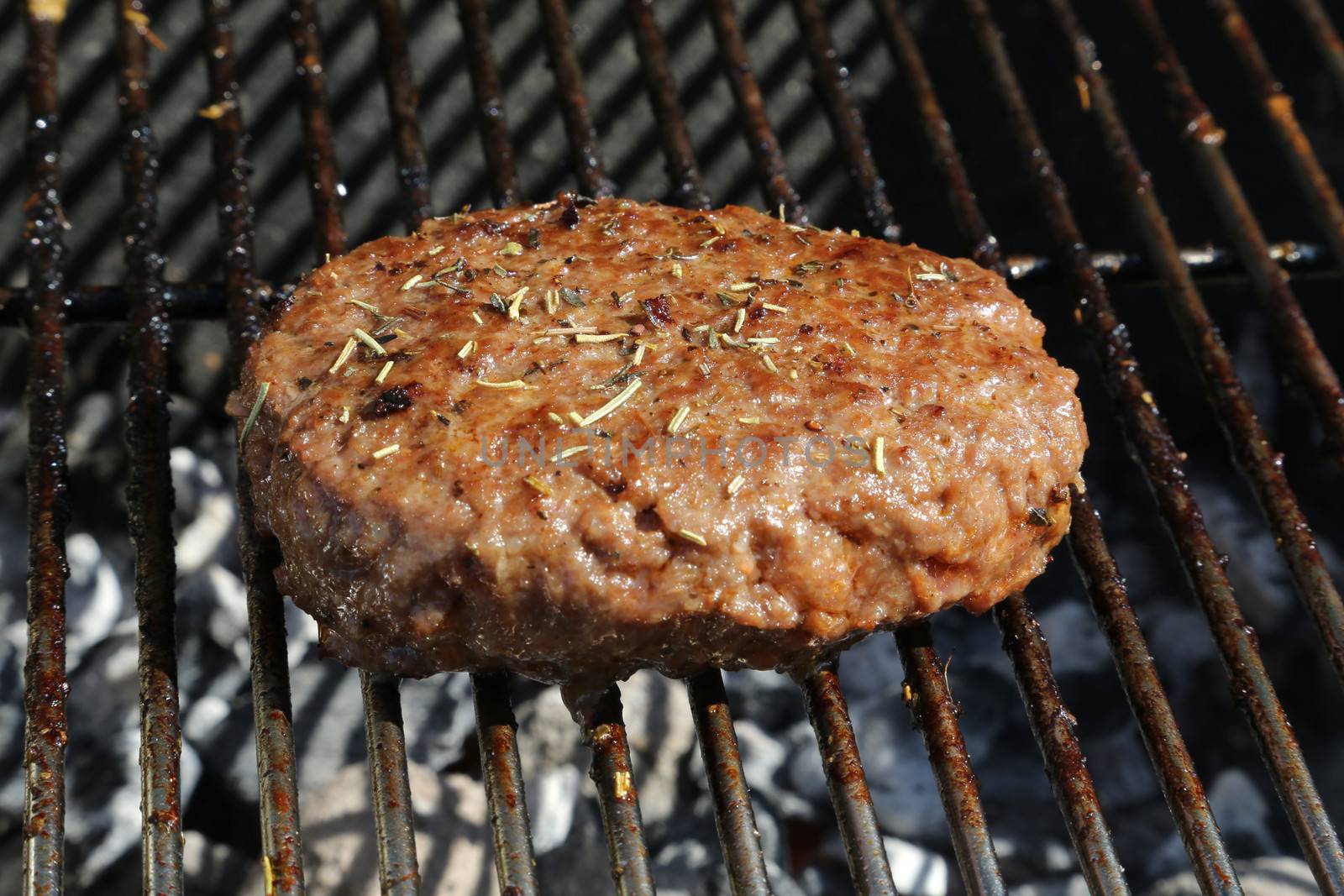 Cooking a Meat on a Barbecue outside in the garden