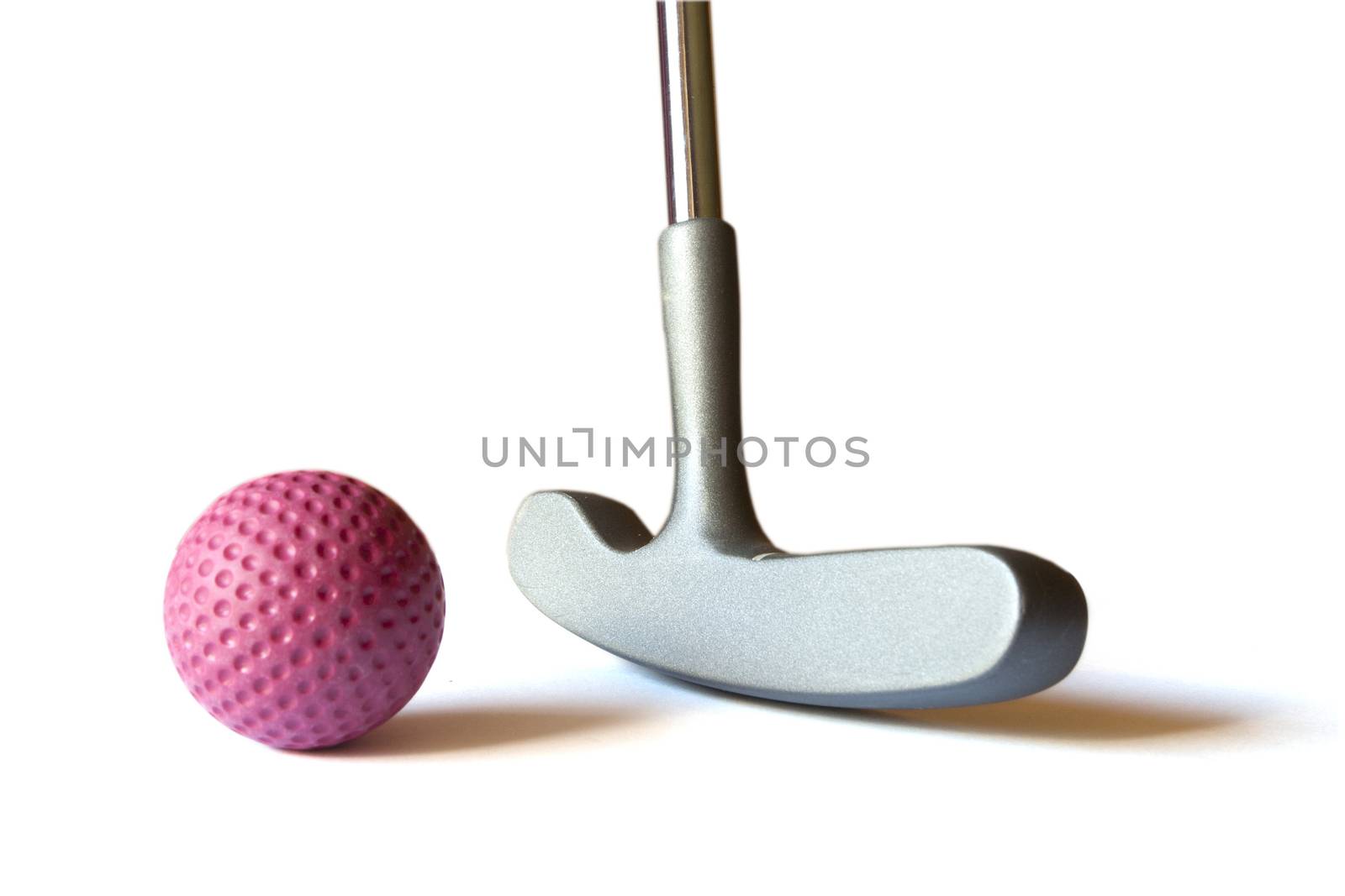Mini Golf Stick with red colored ball on an isolated background