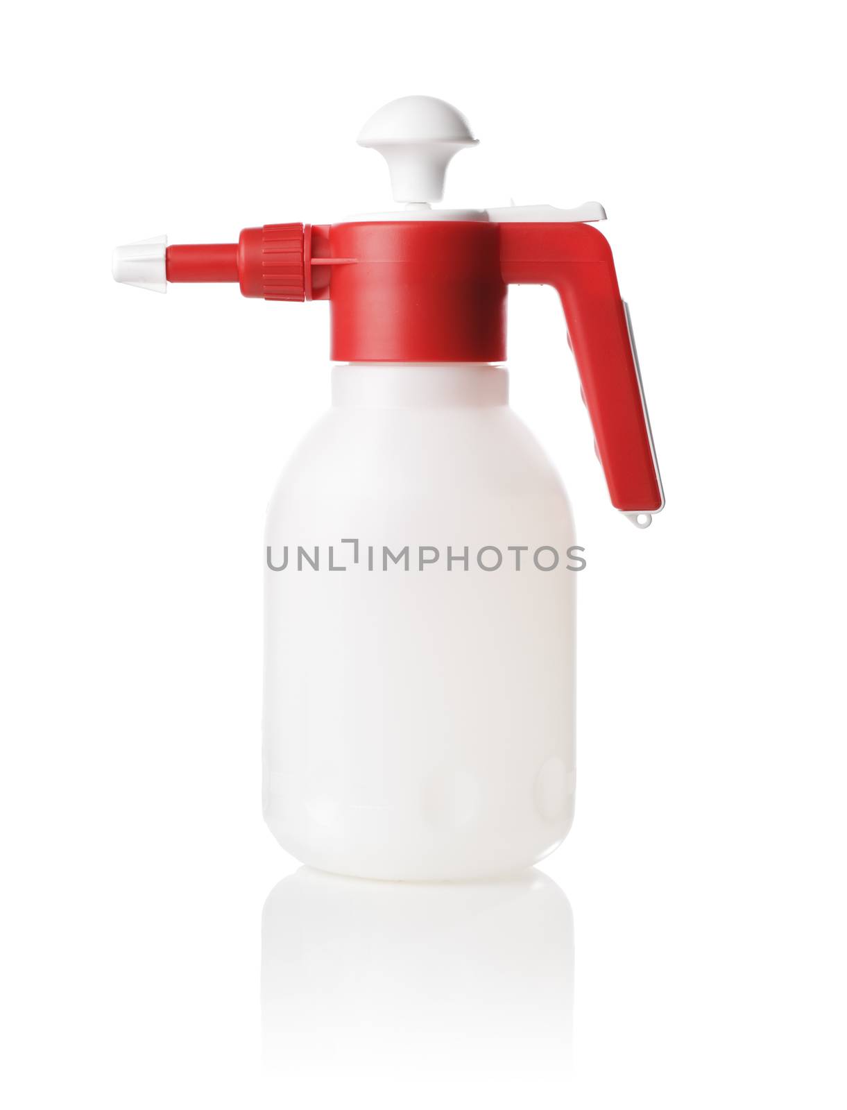A Pump-style spray bottle isolated on white with natural shadow.