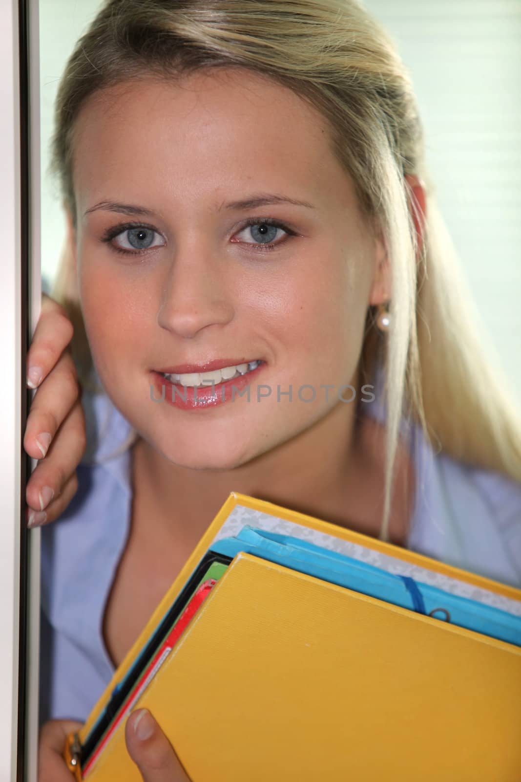 Student with folders