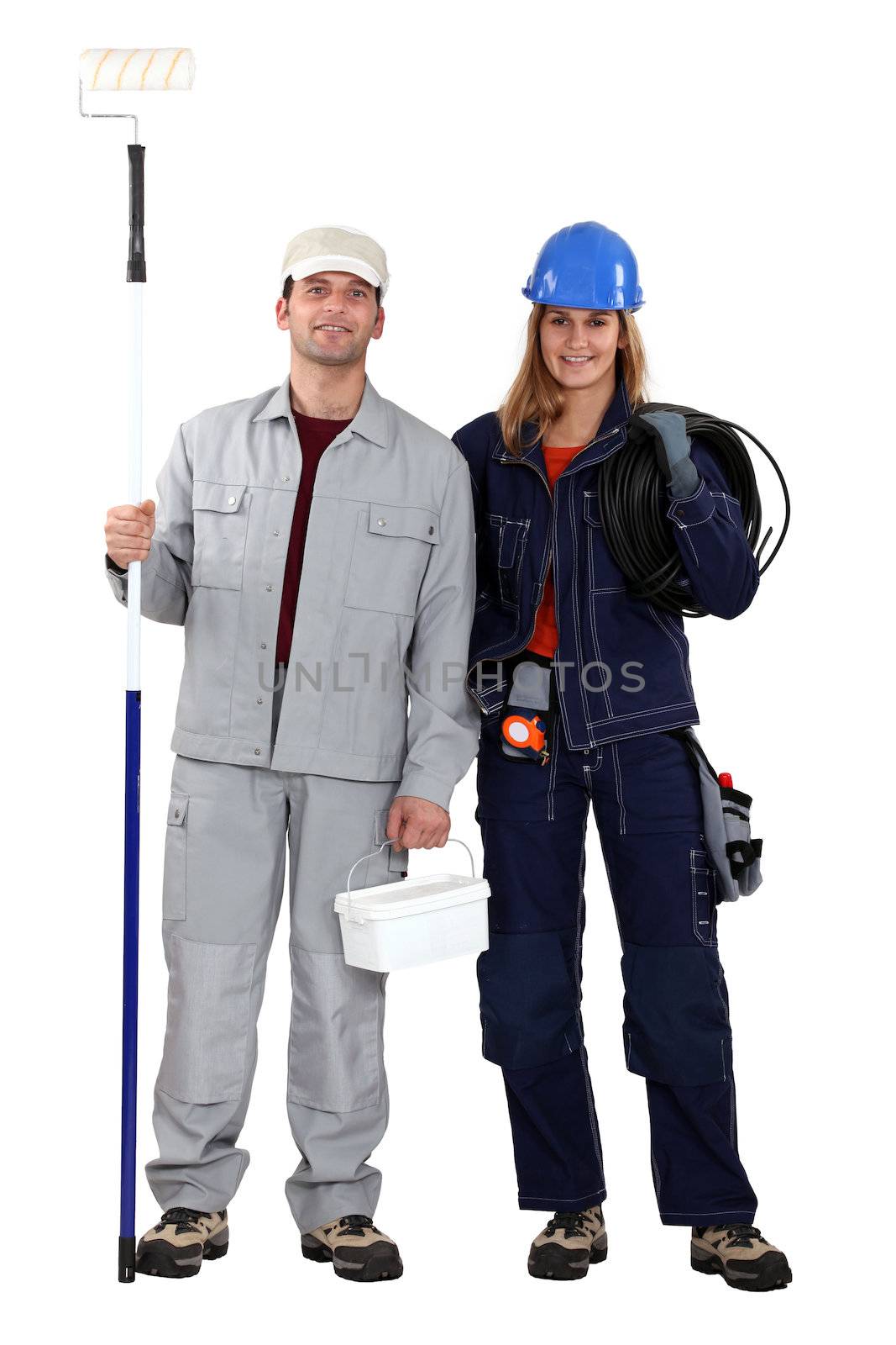 Male decorator female electrician by phovoir