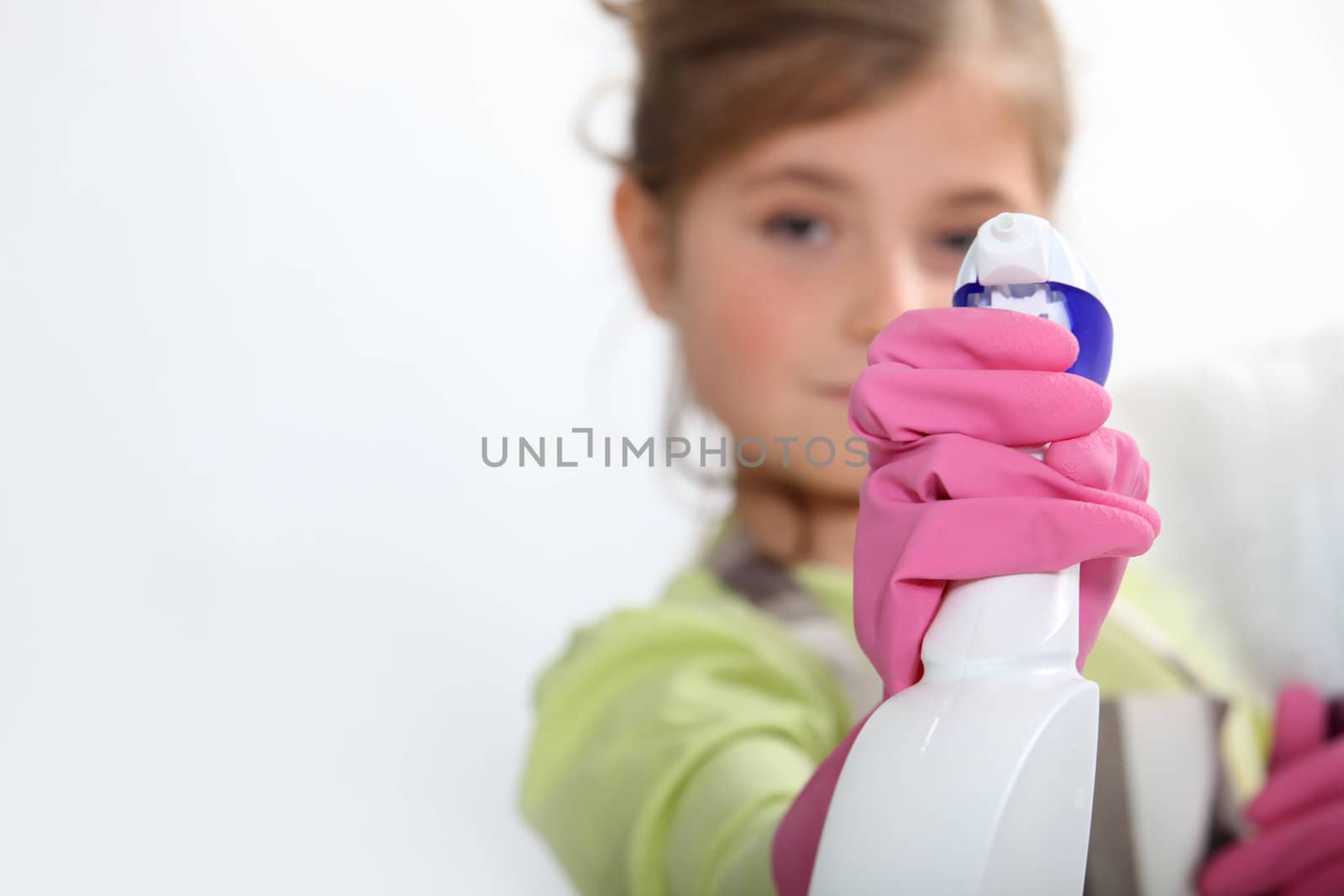 Young girl cleaning