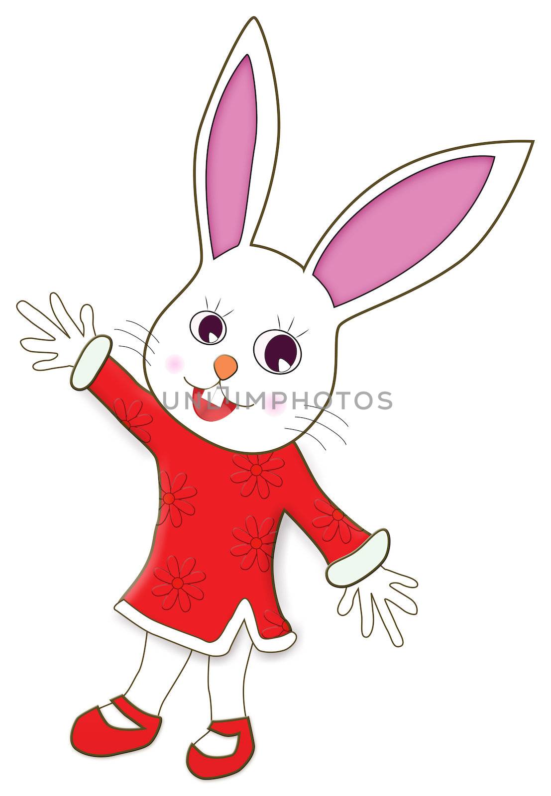 A Cartoon Rabbit isolated on white background