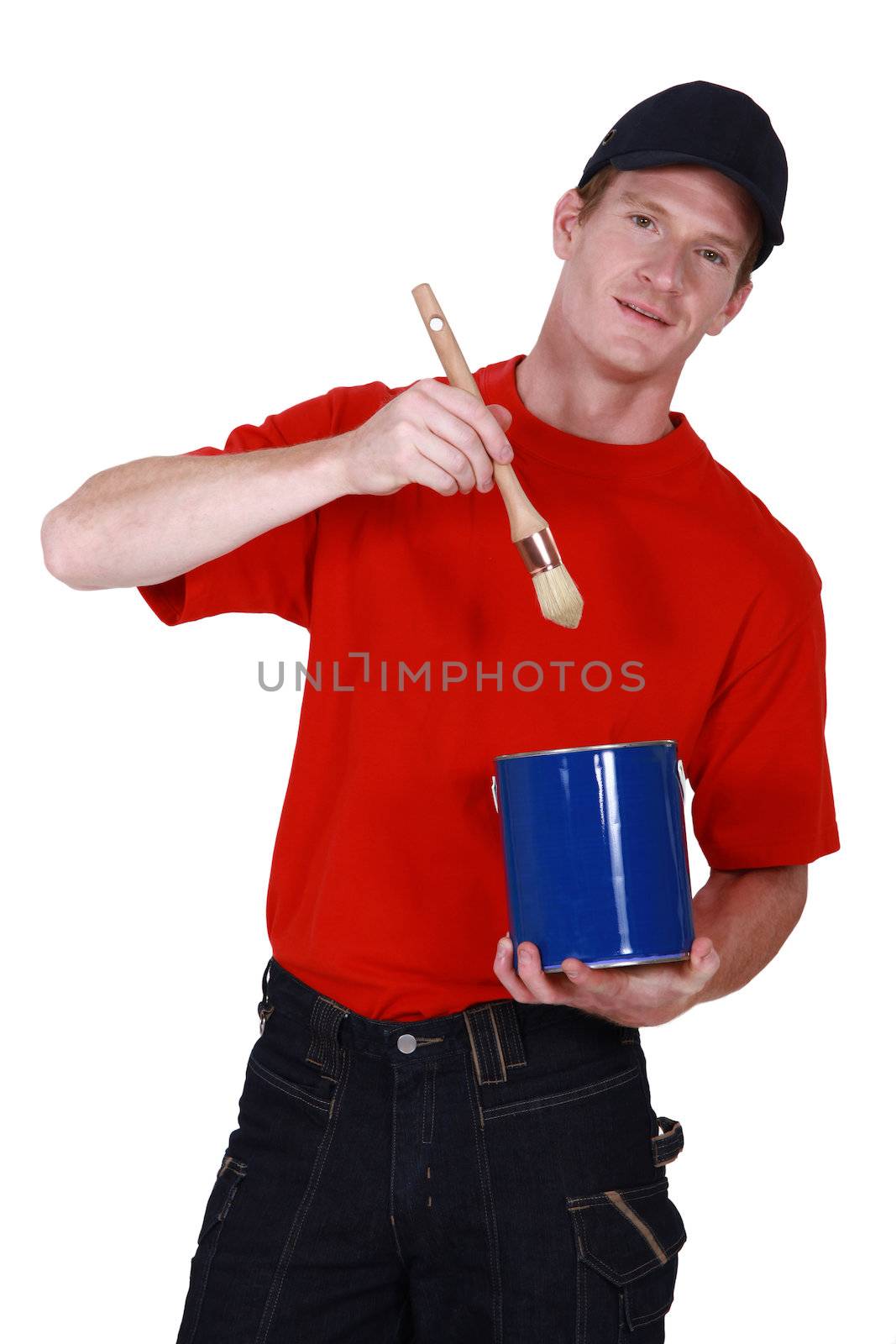 Painter with a pot and brush