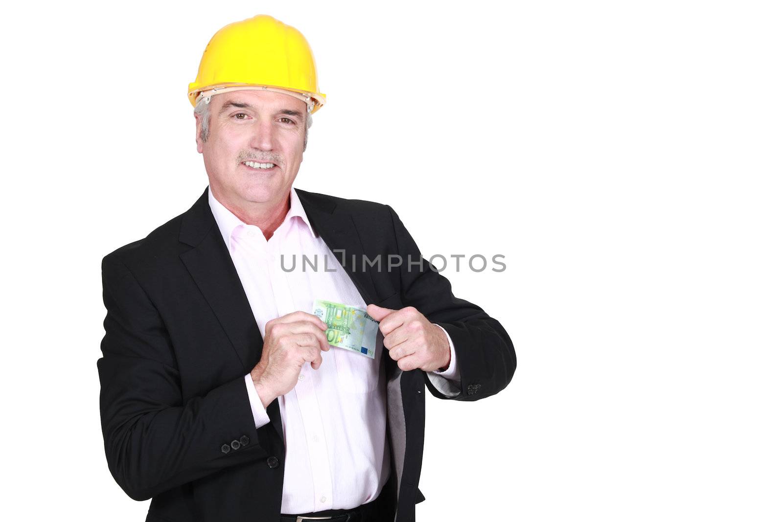 Architect holding cash