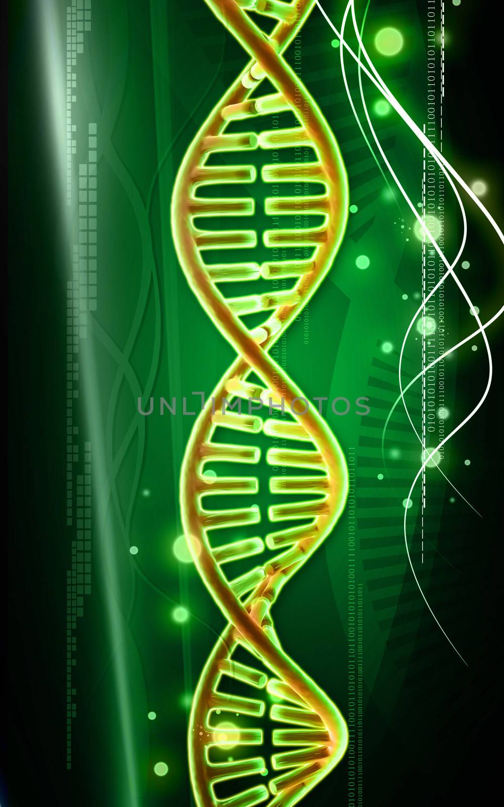 Digital illustration of a dna in white background