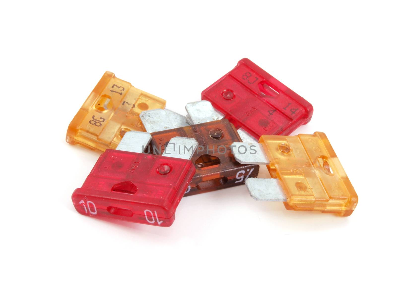 Assorted fuses as used in the  automotive industry.