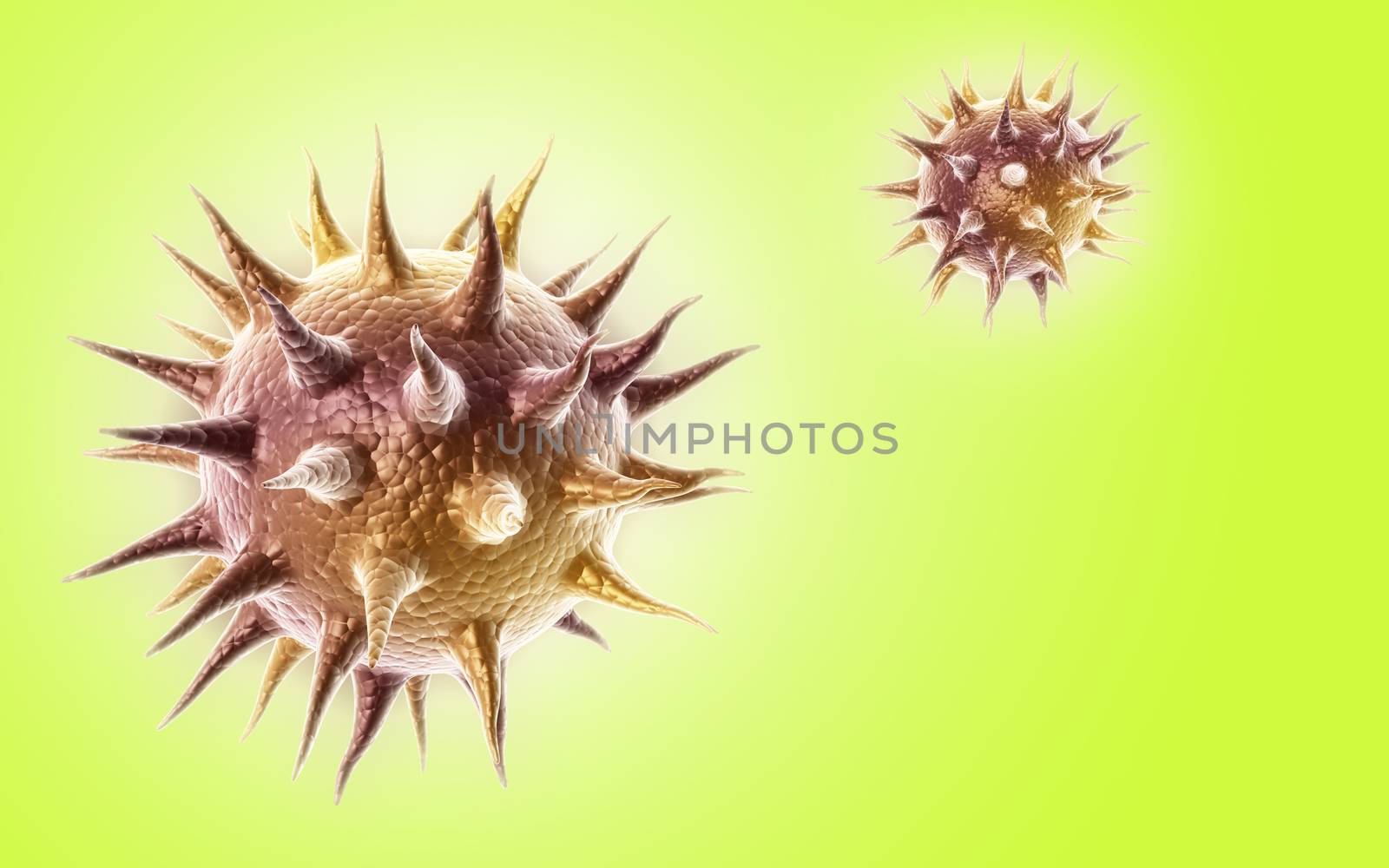 Digital illustration of virus in colour background