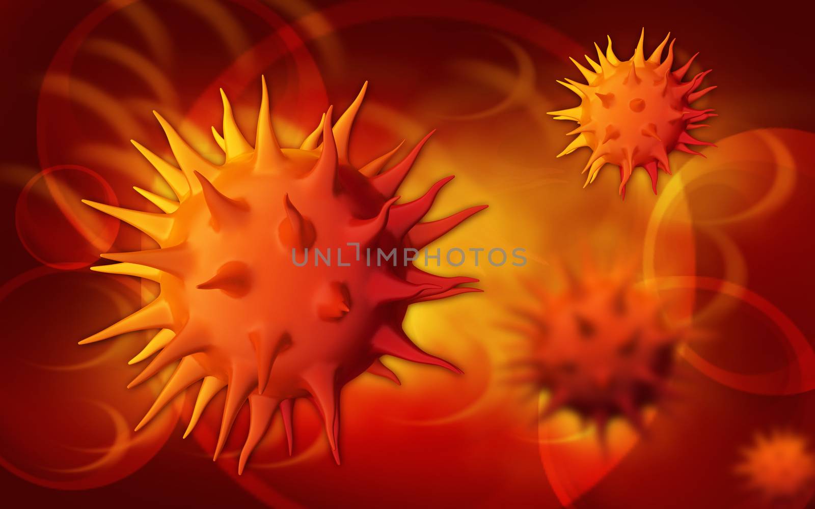 Digital illustration of virus in colour background