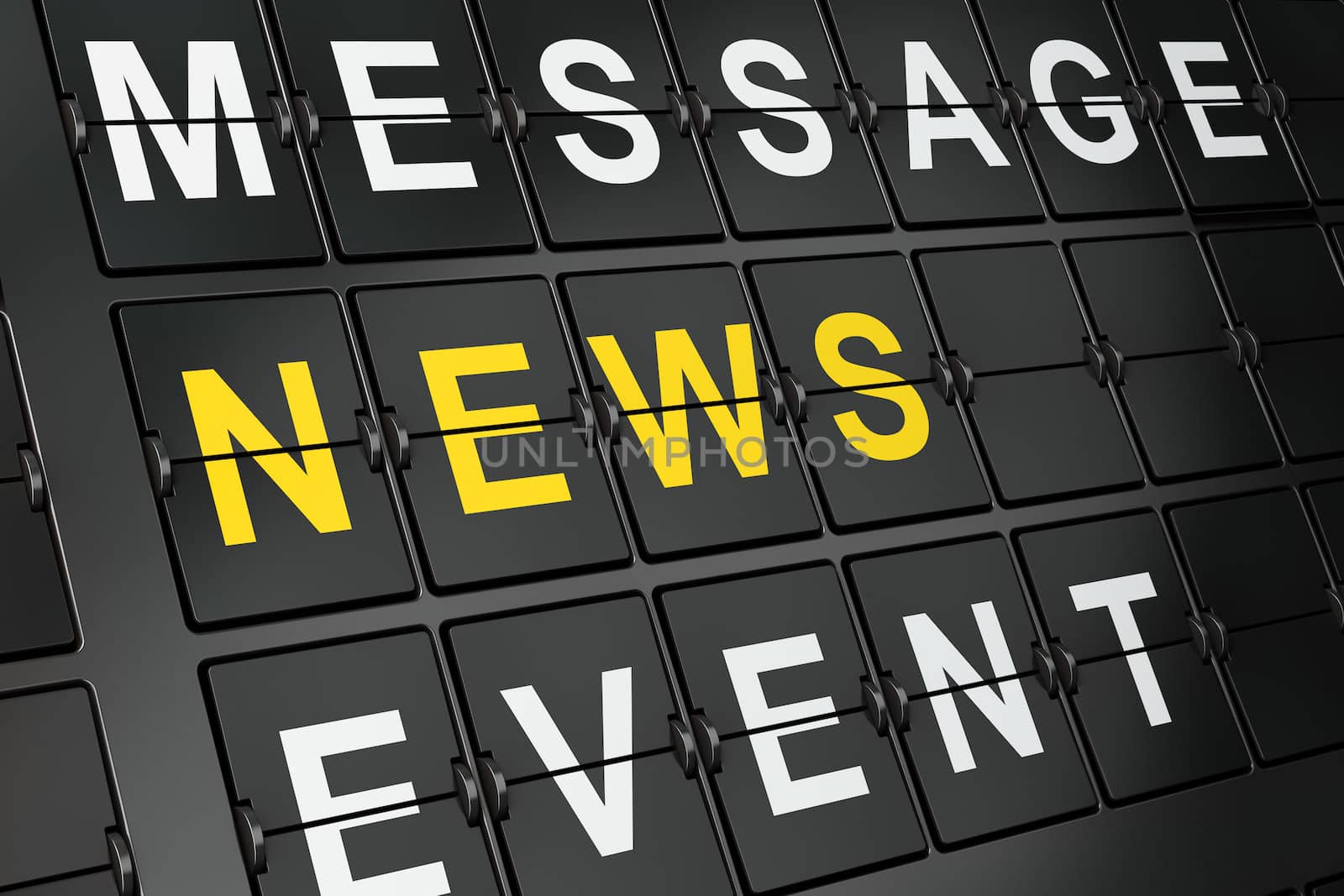 News concept: News on airport board background, 3d render
