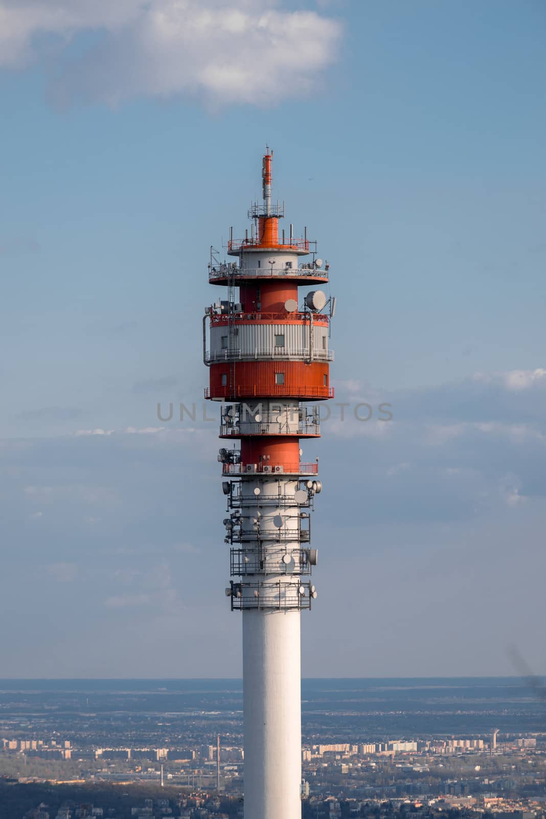 Large Communication tower against sky by svedoliver