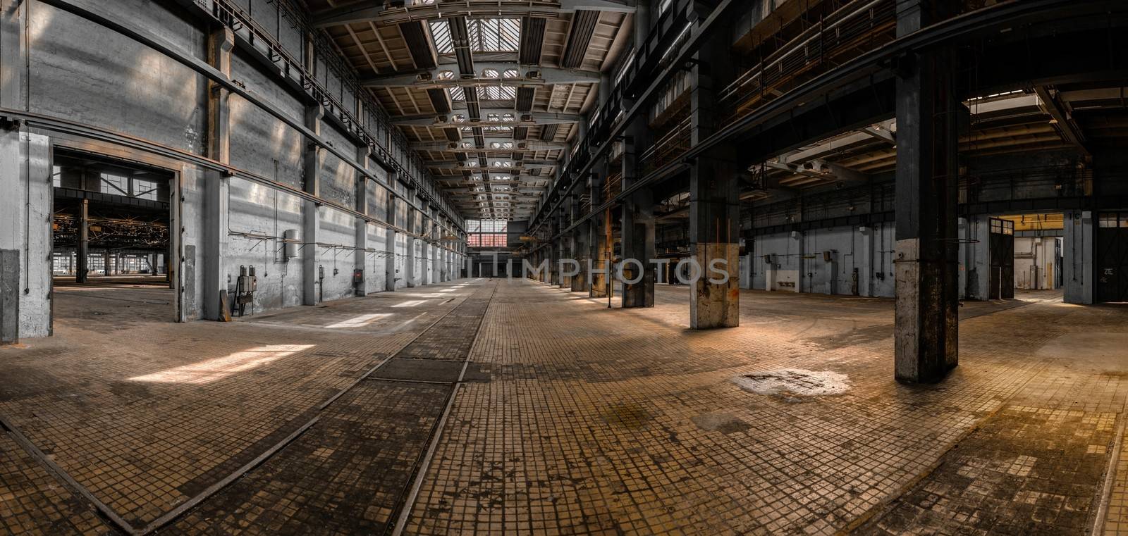 Industrial interior of a large abandoned building