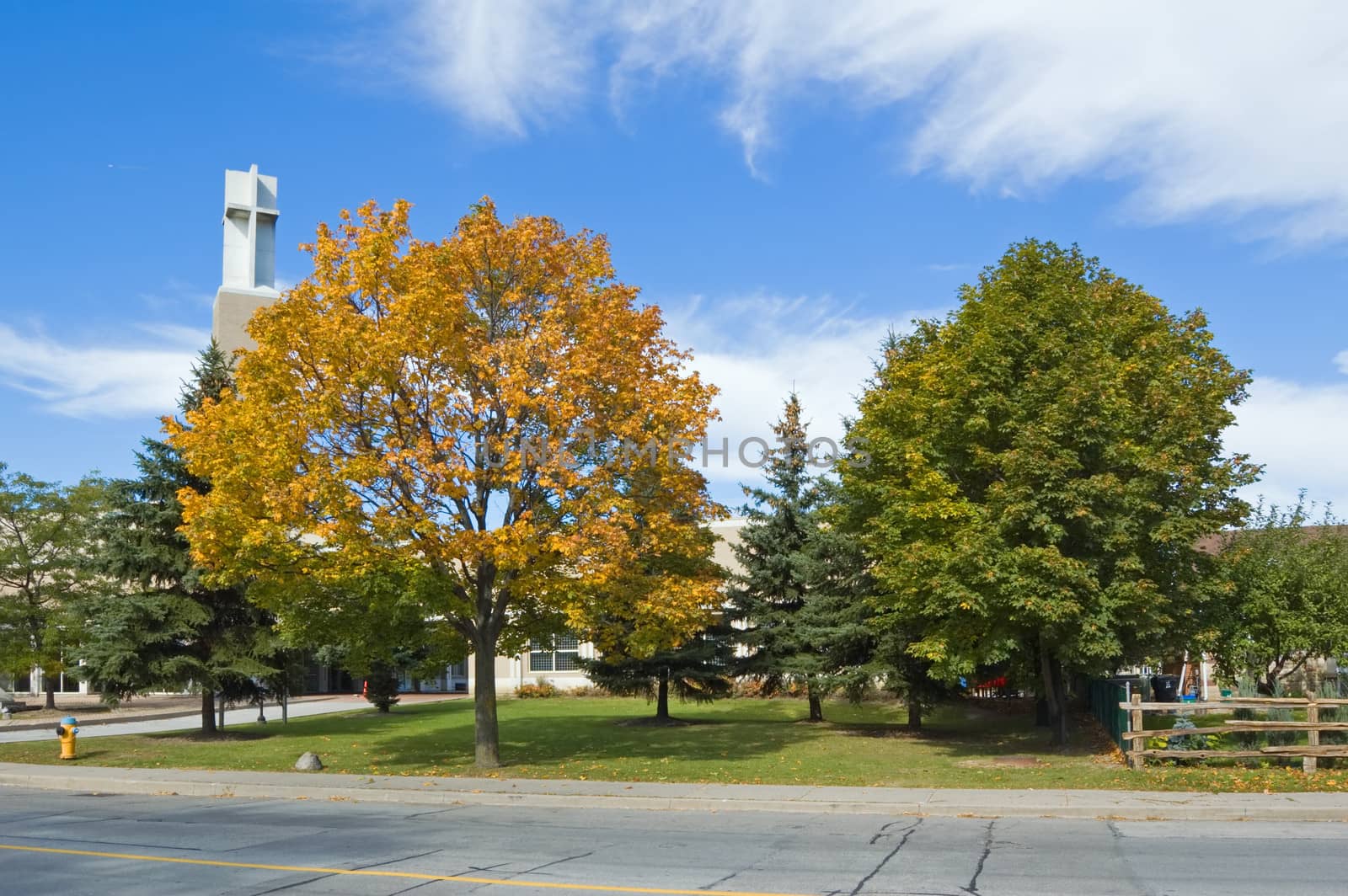 Church on small street of Toronto