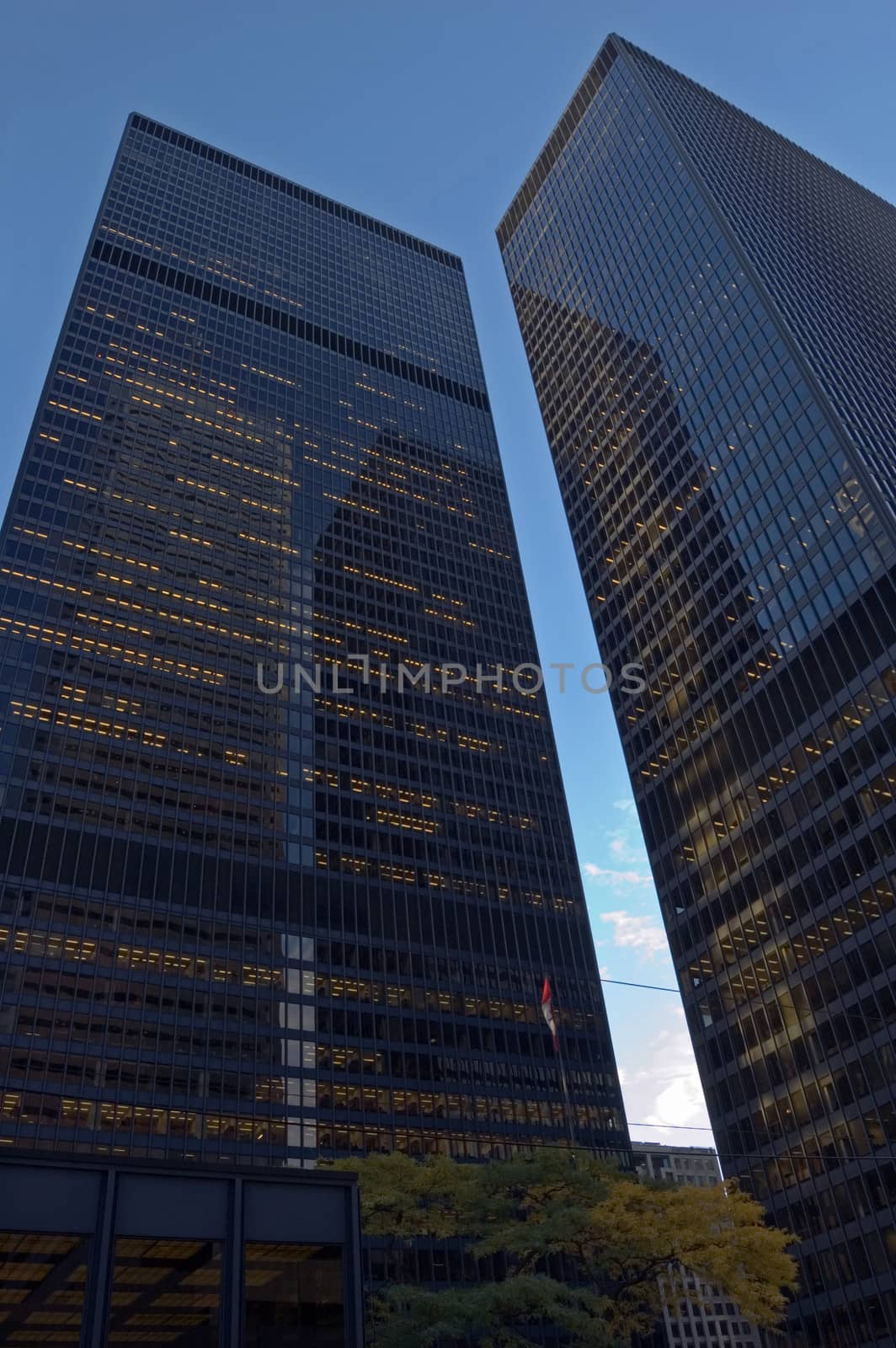 glass wall of a high-rise building in downtown Toronto