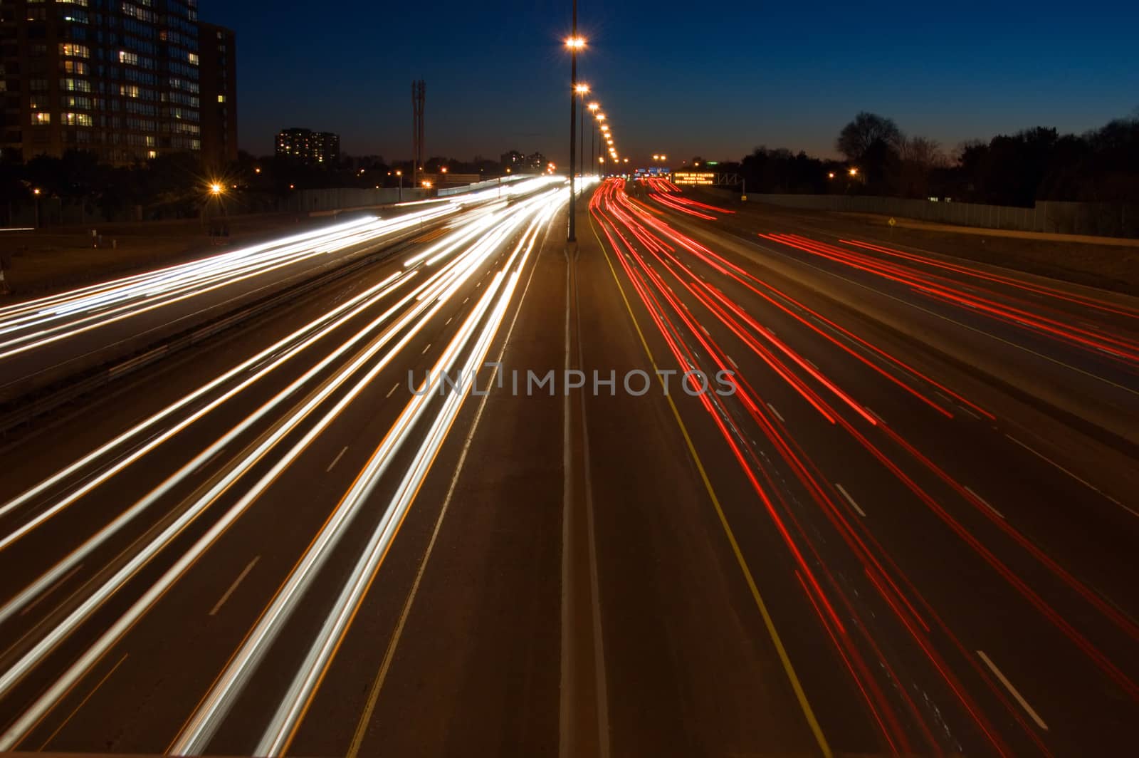 Highway at night, long exposure