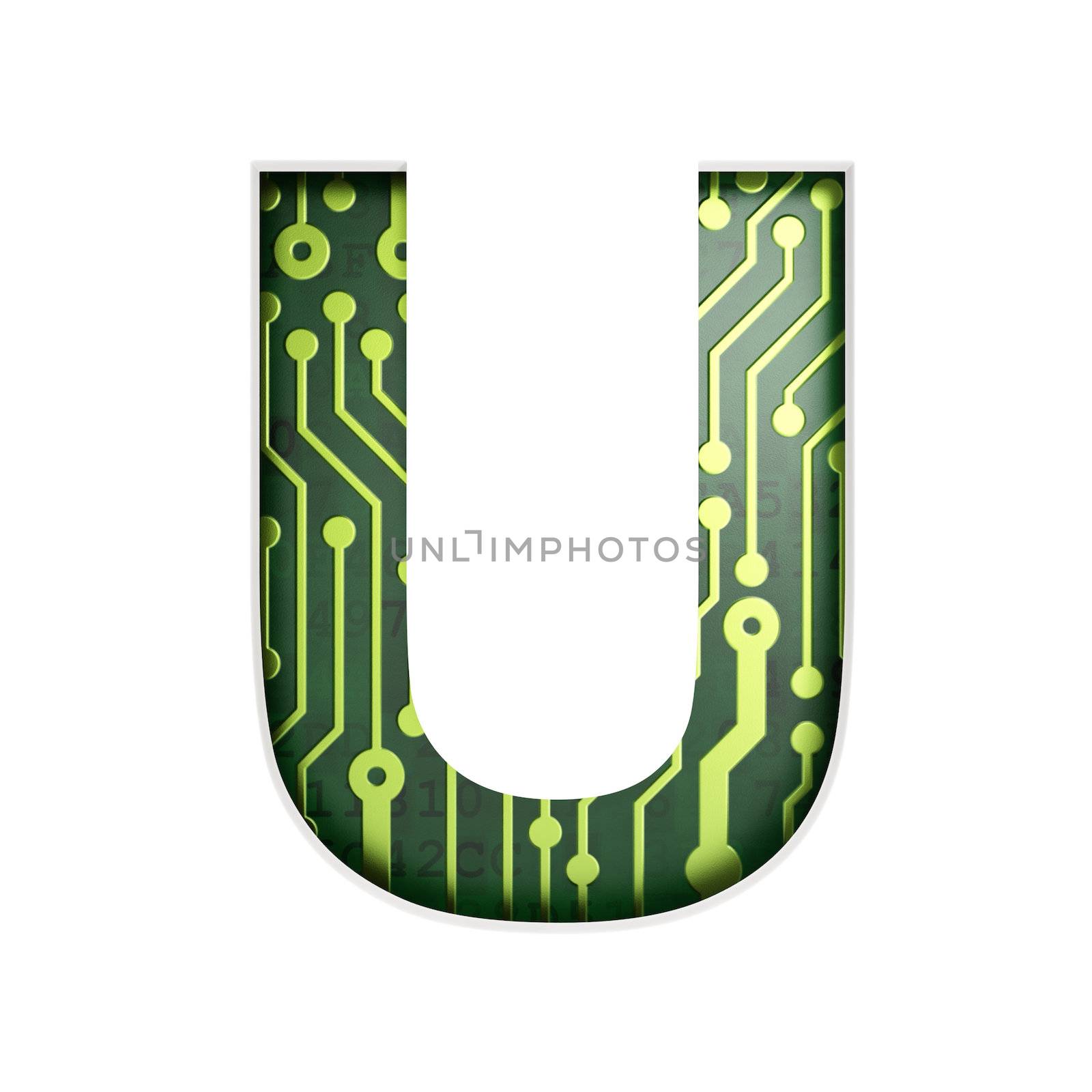 Electric curcuit board letters and numbers collection: U isolate by maxkabakov