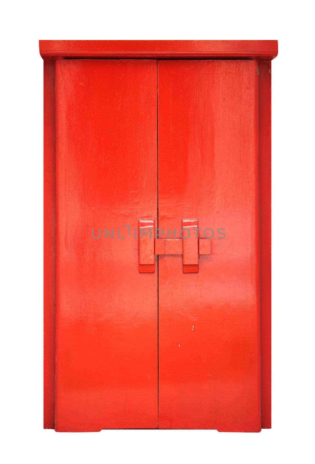 Traditional Thai style wooden latch on white background (with clipping path)