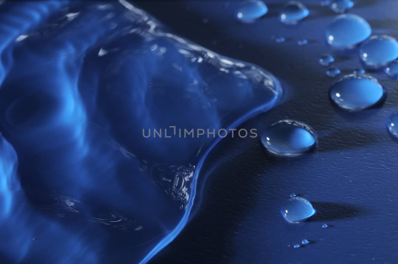 Some Water Drops on a Blue Textured Background