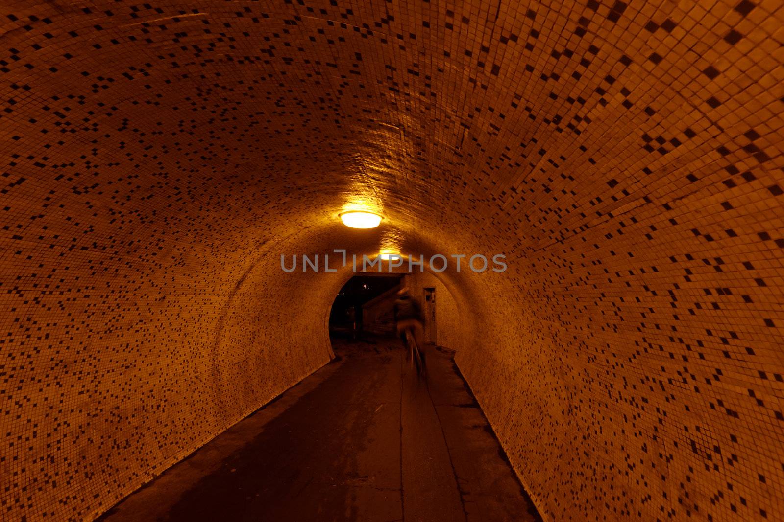pedestrian tunnel in the night