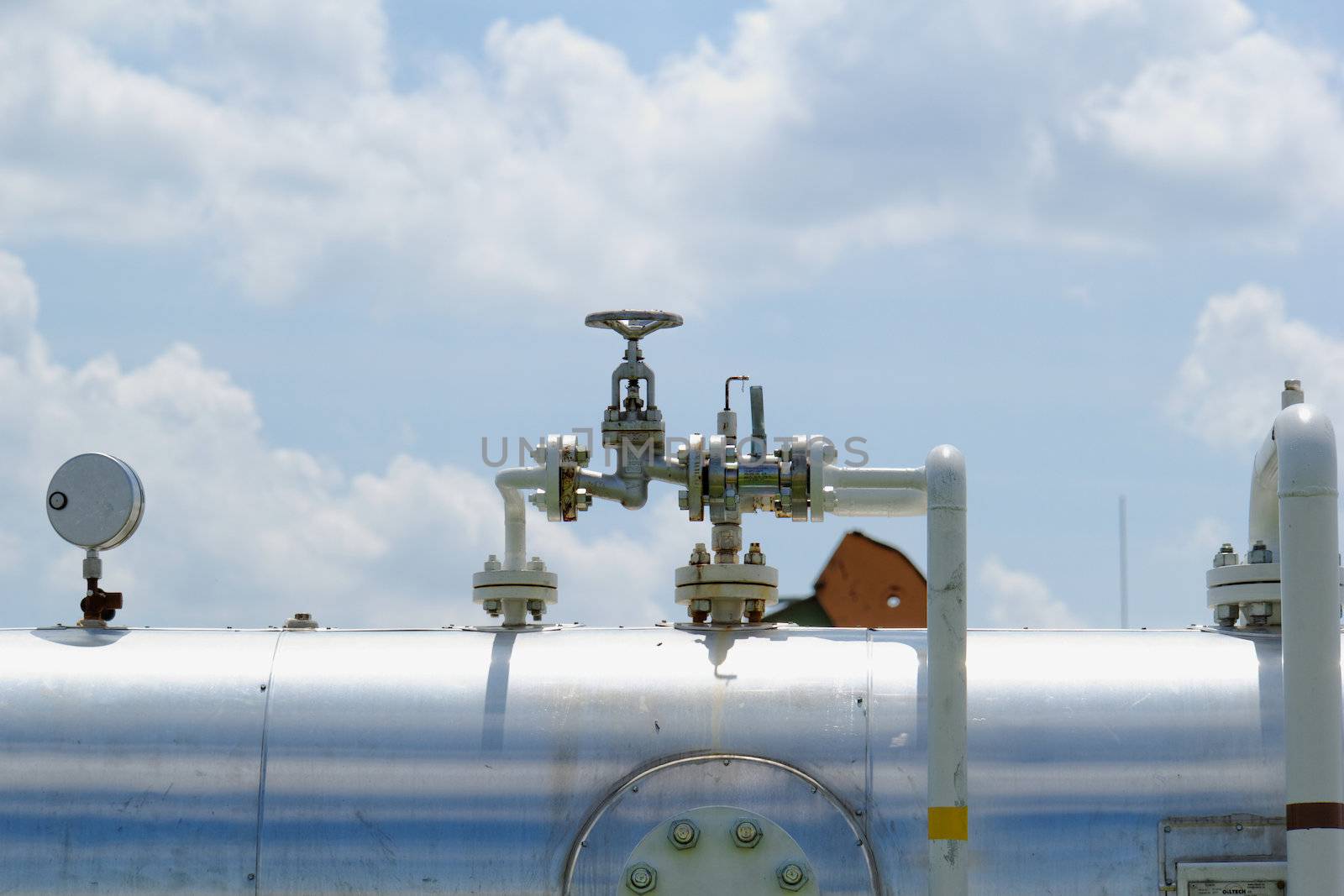 industrial pipes at an oil well