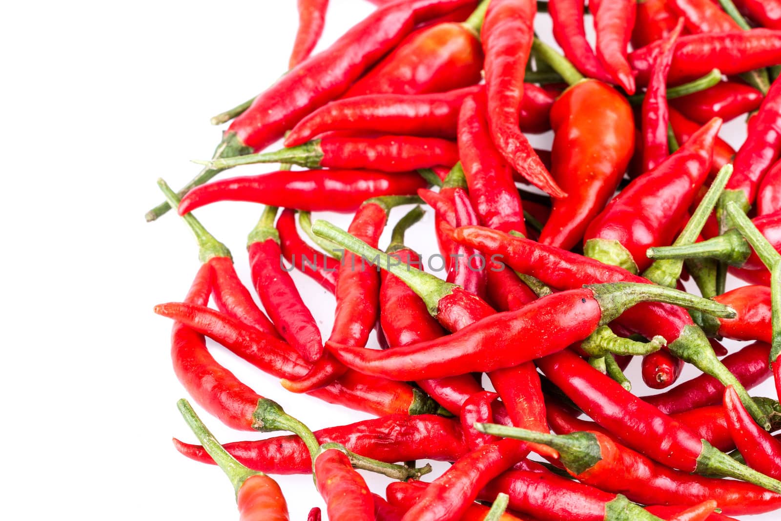 red Cayenne pepper on white background