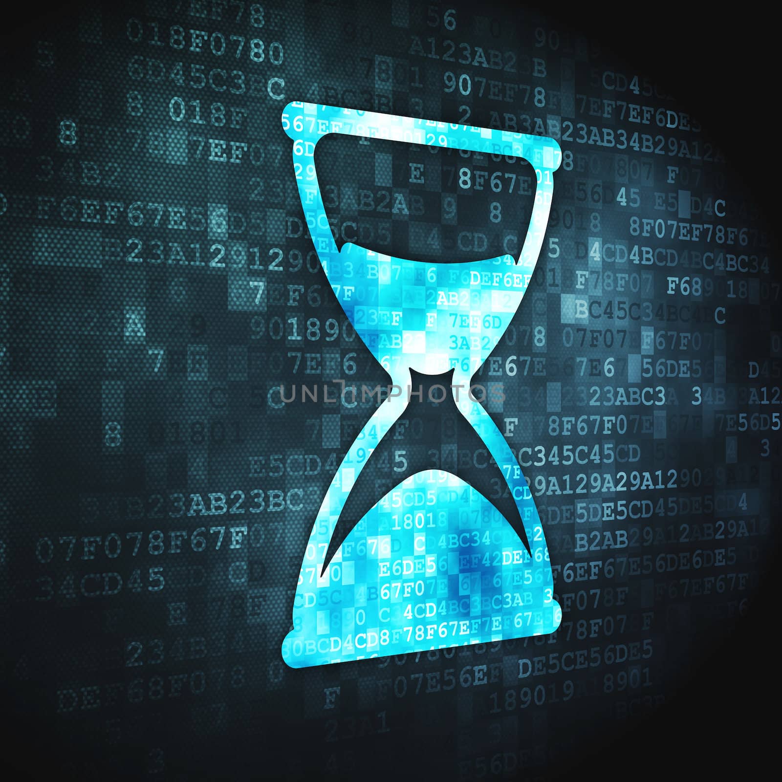 Time concept: Hourglass on digital background by maxkabakov